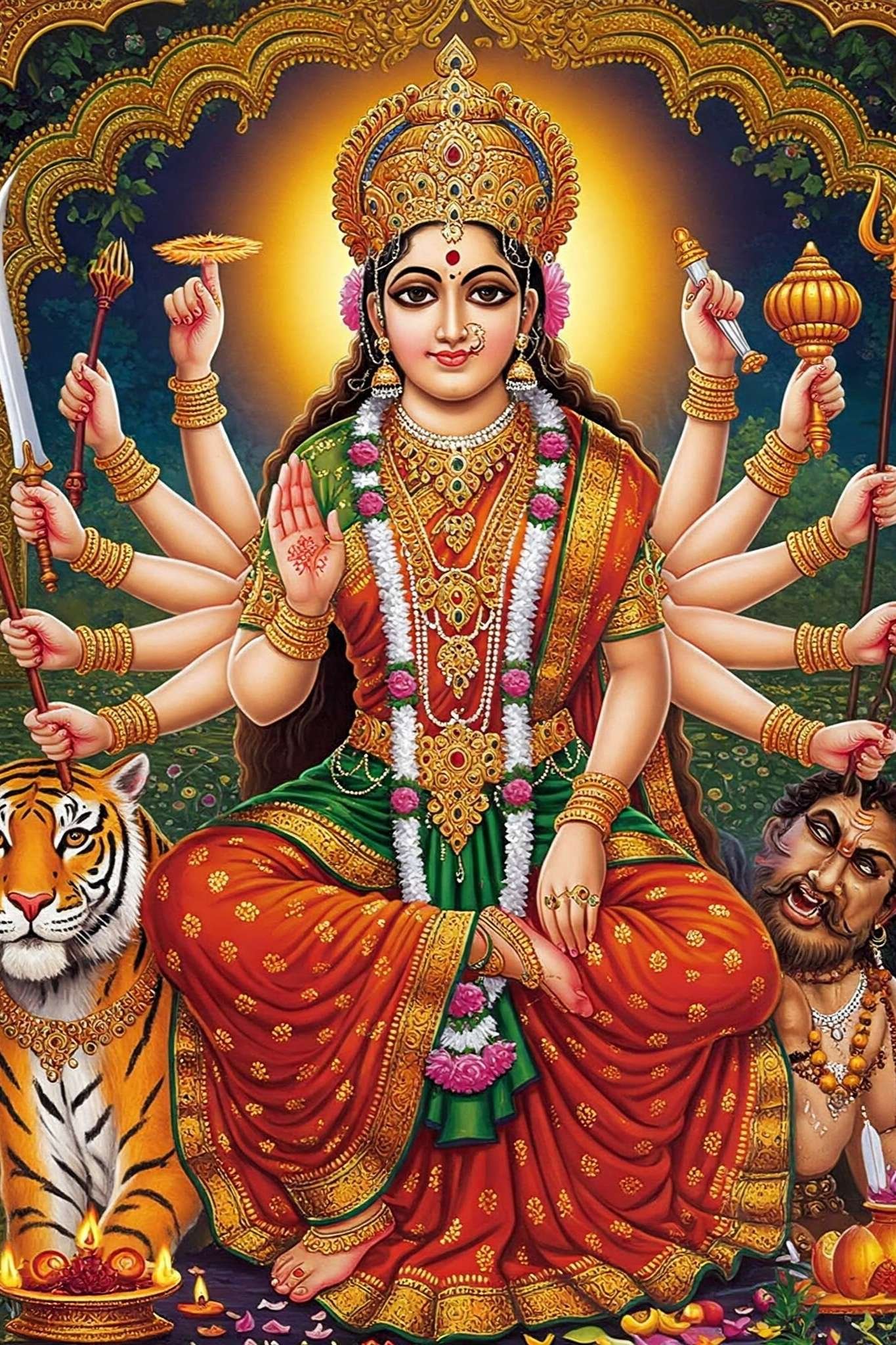 Goddess Durga in Divine Form with Weapons