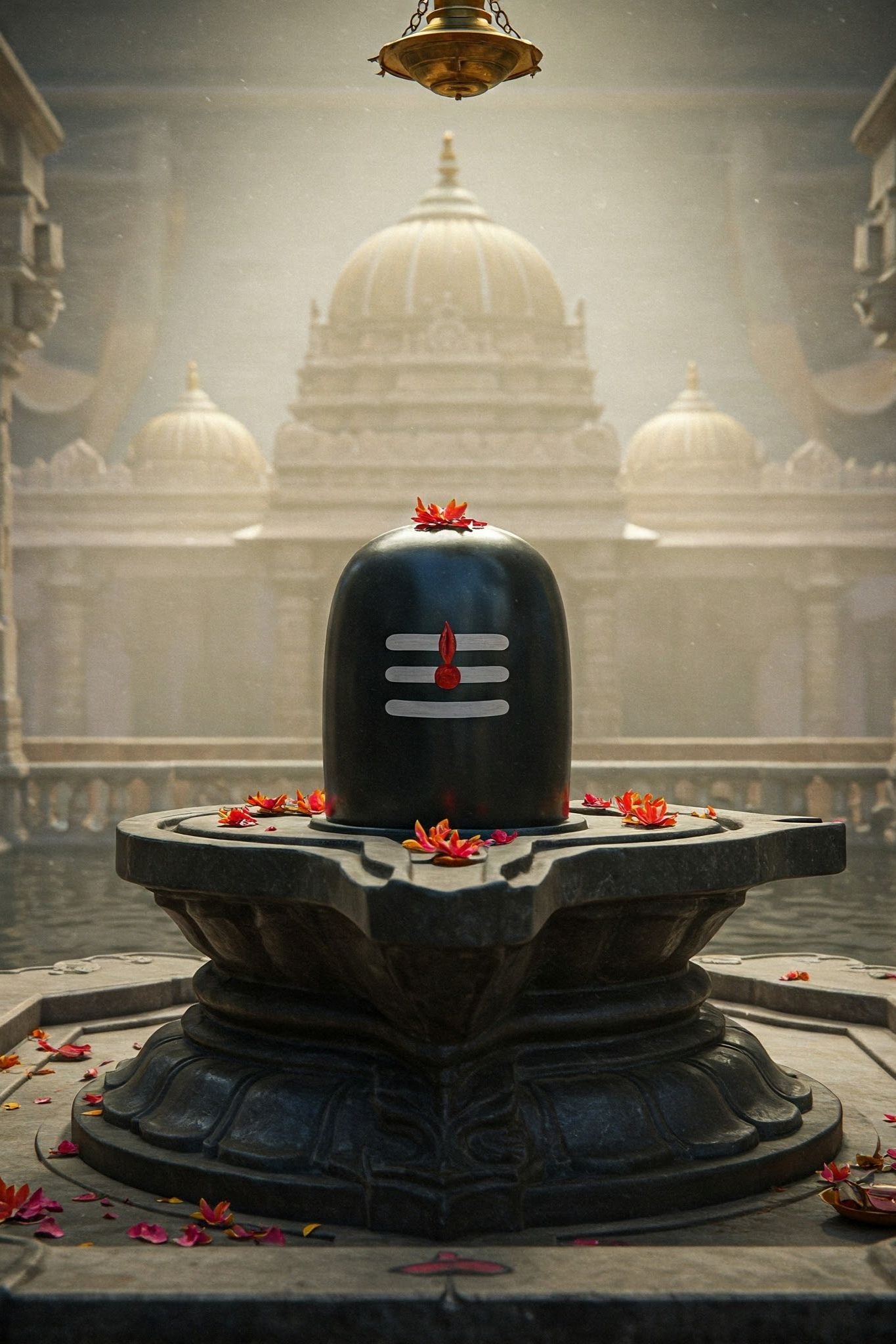 Sacred Shiva Lingam in Temple 4K Wallpaper for iPhone & Android