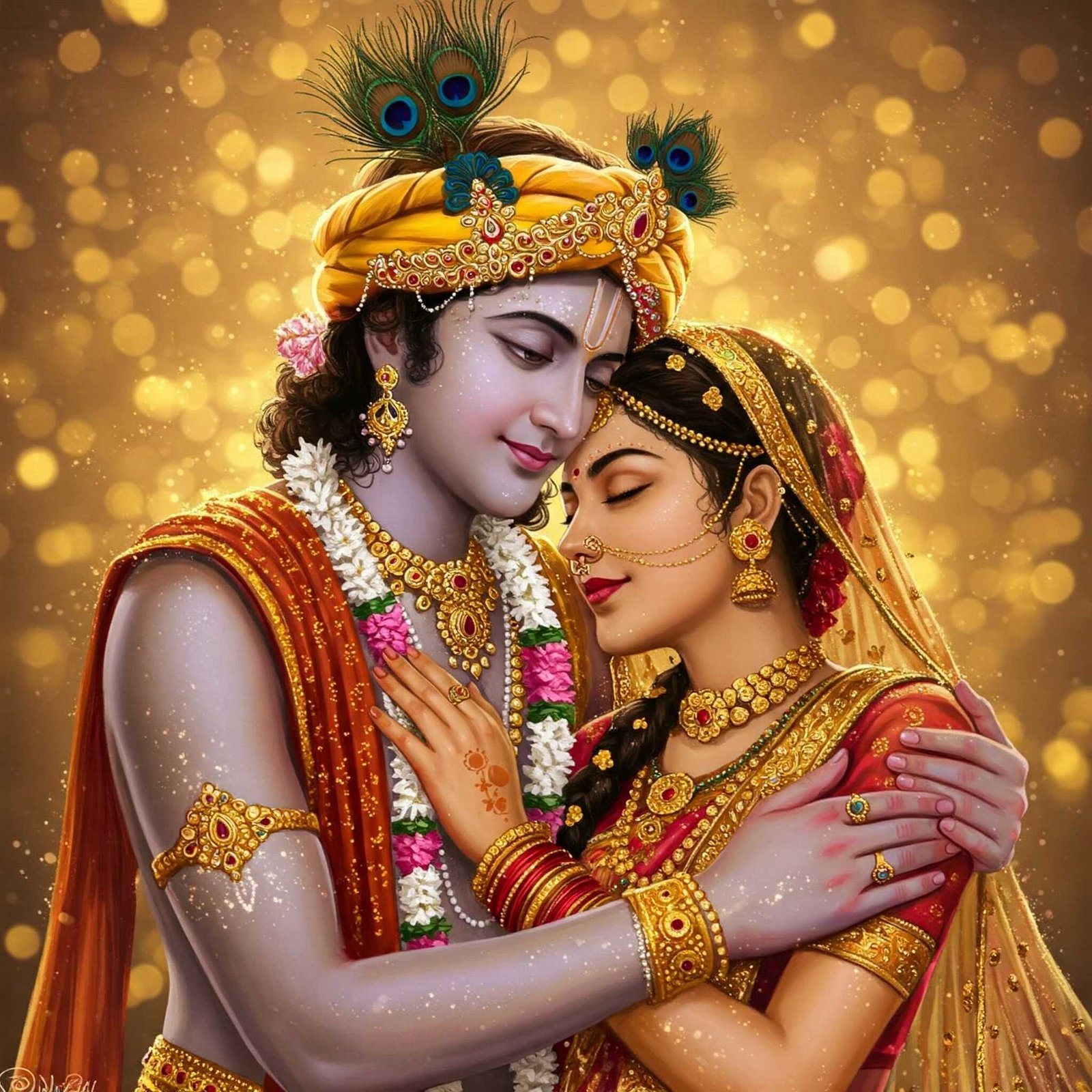 Radha Krishna Divine Love Art – HD Wallpaper
