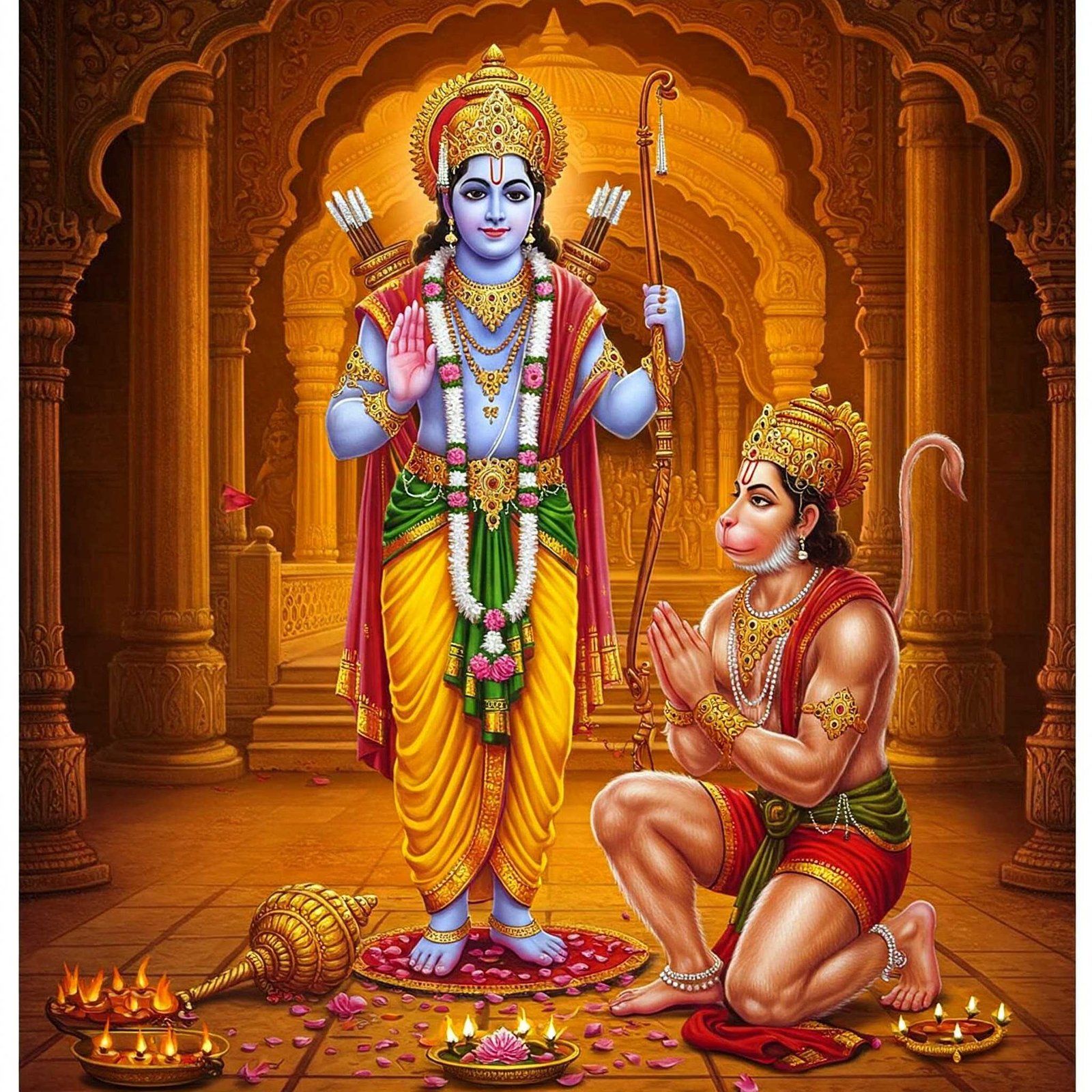 Shri Ram and Hanuman Ji Devotional Wallpaper 4K Wallpaper for iPhone & Android