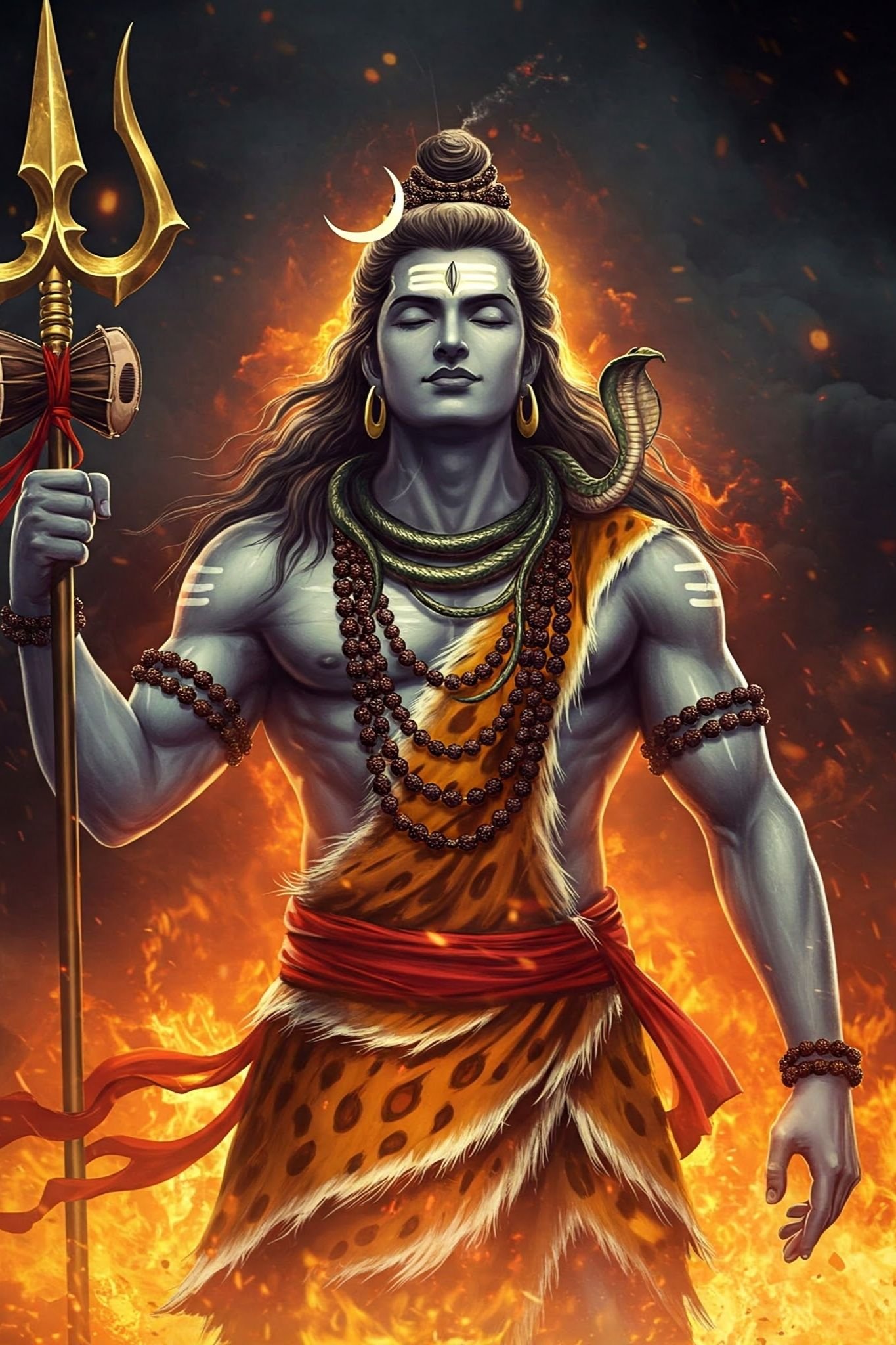 Lord Shiva Amidst Divine Flames 4K Wallpaper for iPhone & Android
