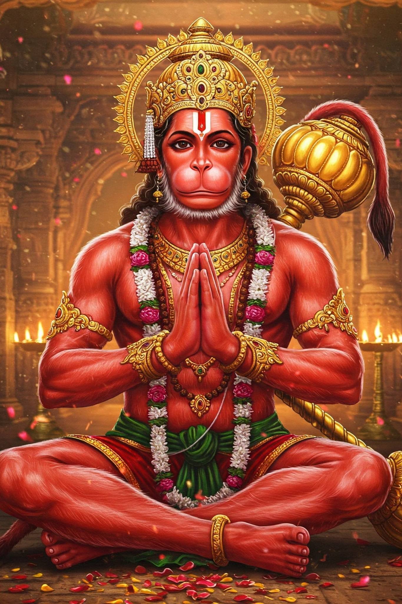 Divine Hanuman in Meditation Pose