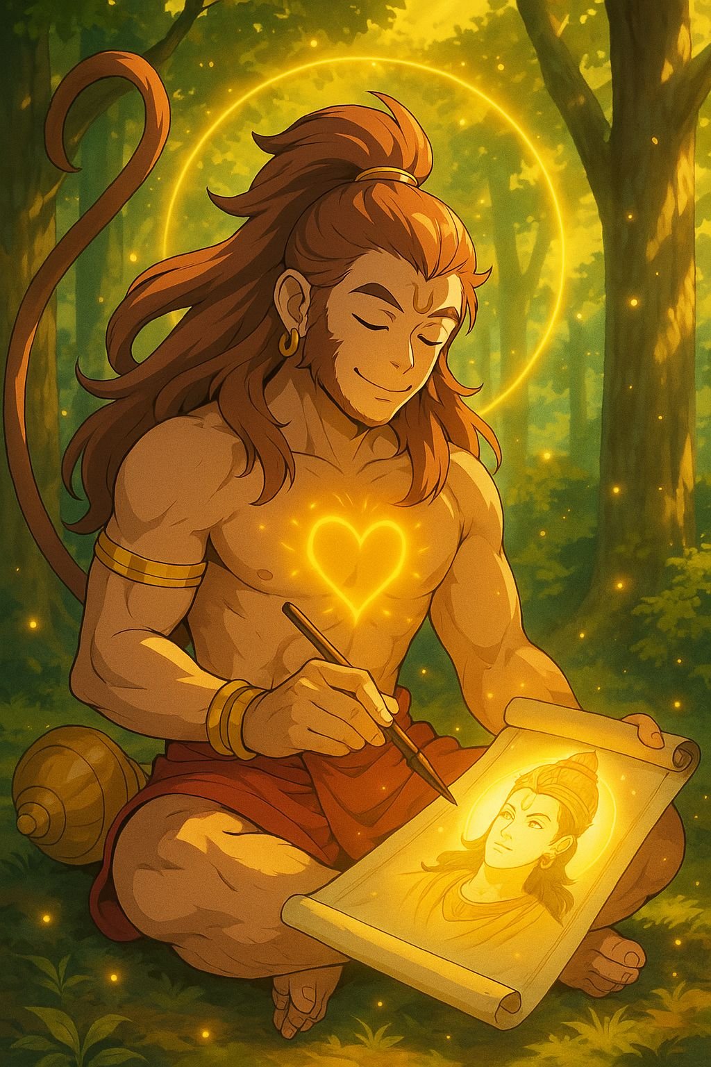 Hanuman Painting Lord Rama with Devotion 4K Wallpaper for iPhone & Android