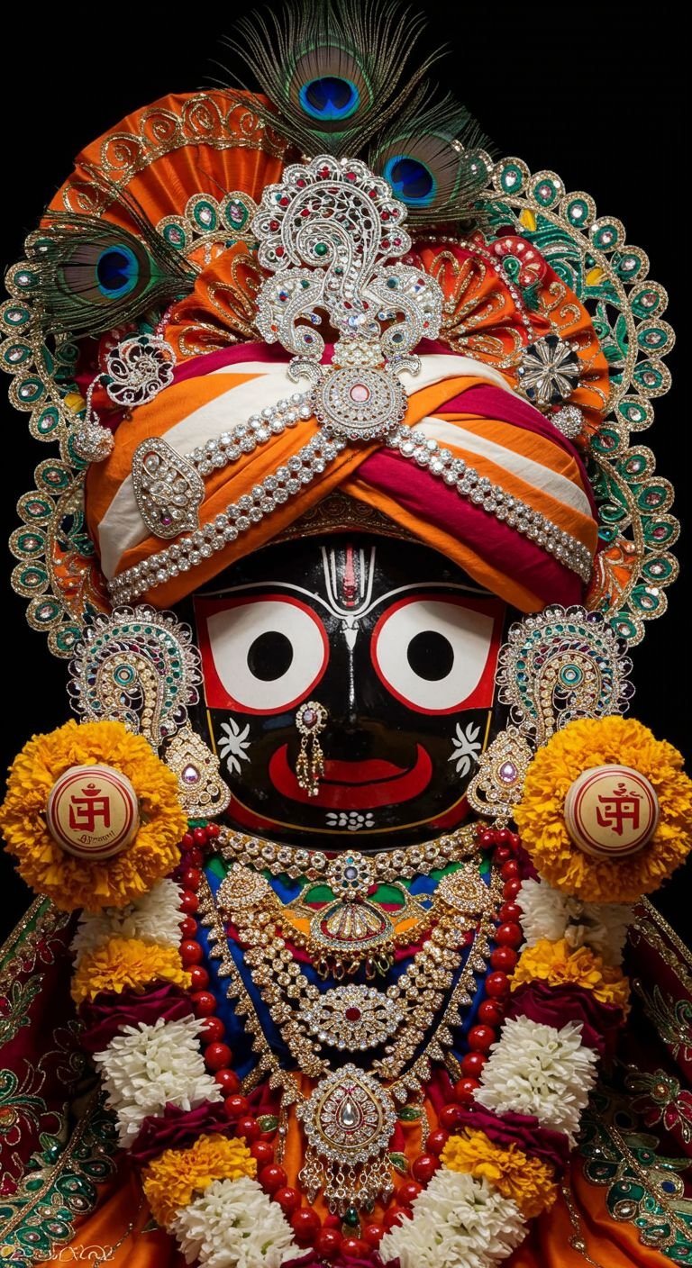 Lord Jagannath HD Wallpaper – Divine and Colorful Murti Image