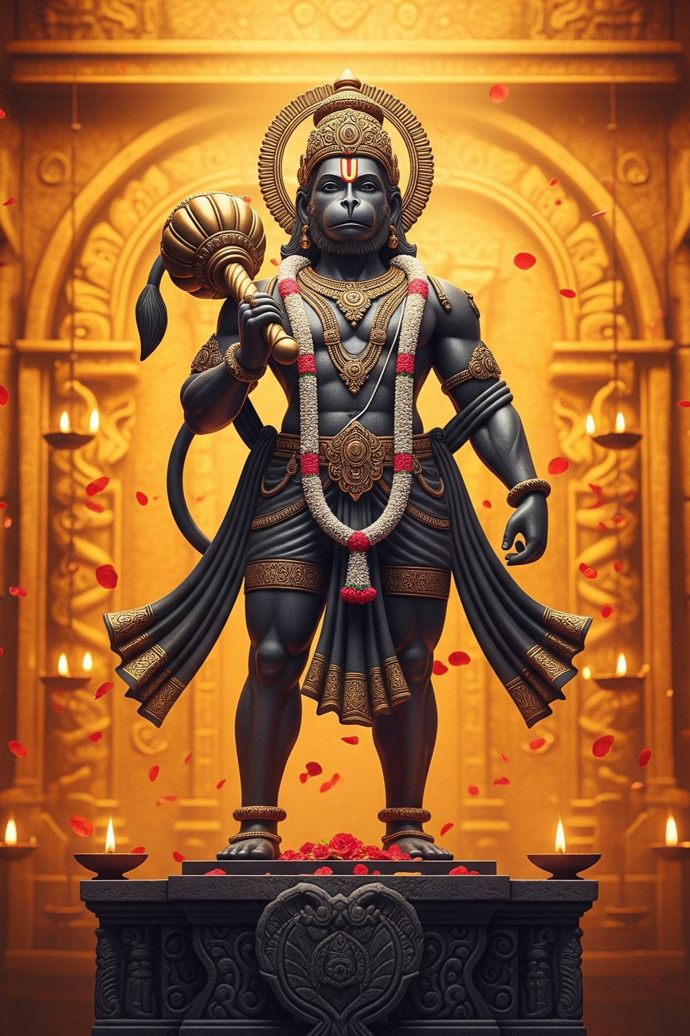 Powerful Lord Hanuman Standing – HD Devotional Art