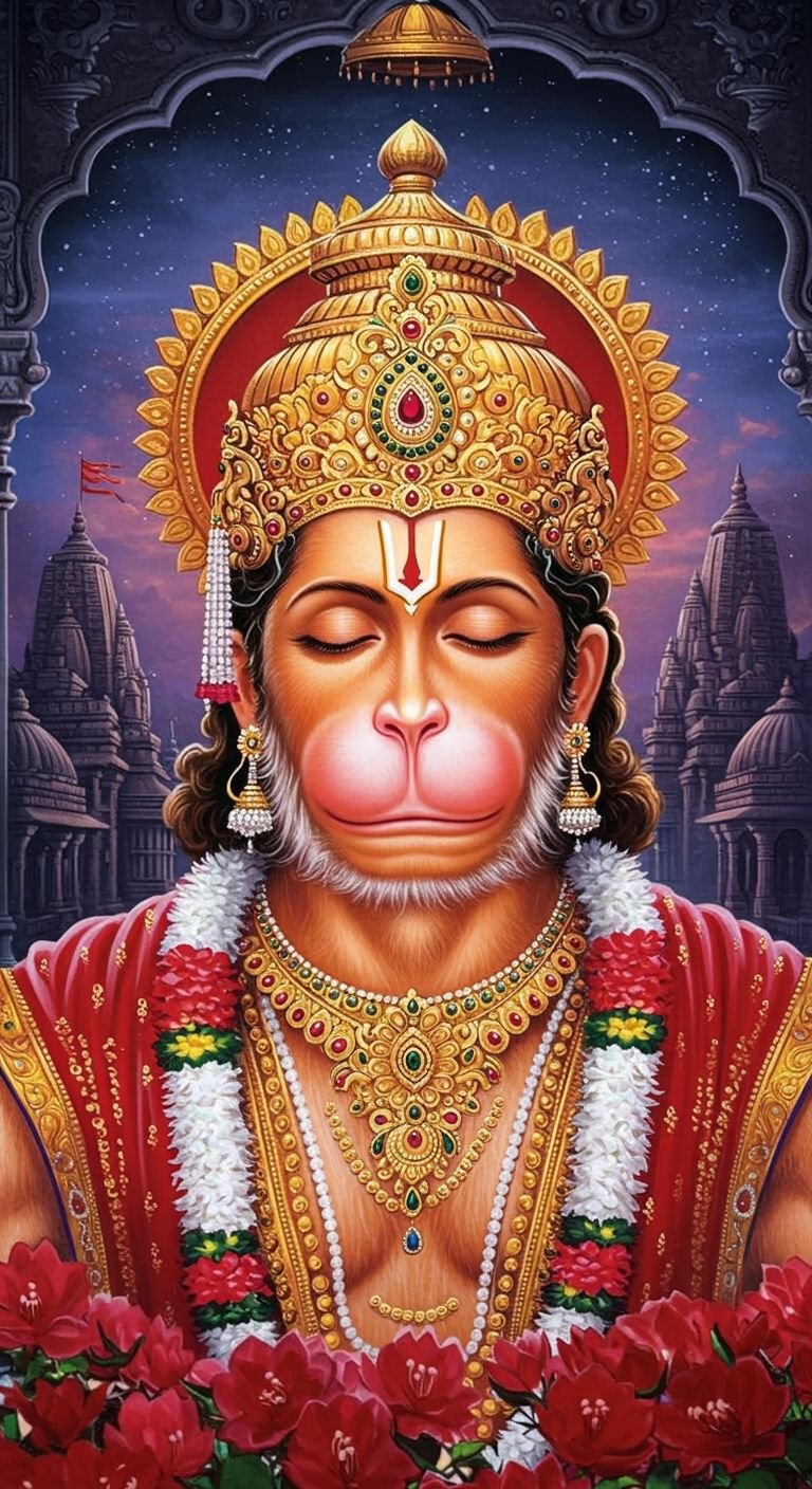 Divine Hanuman Ji in Meditation – Peaceful 3D HD Wallpaper