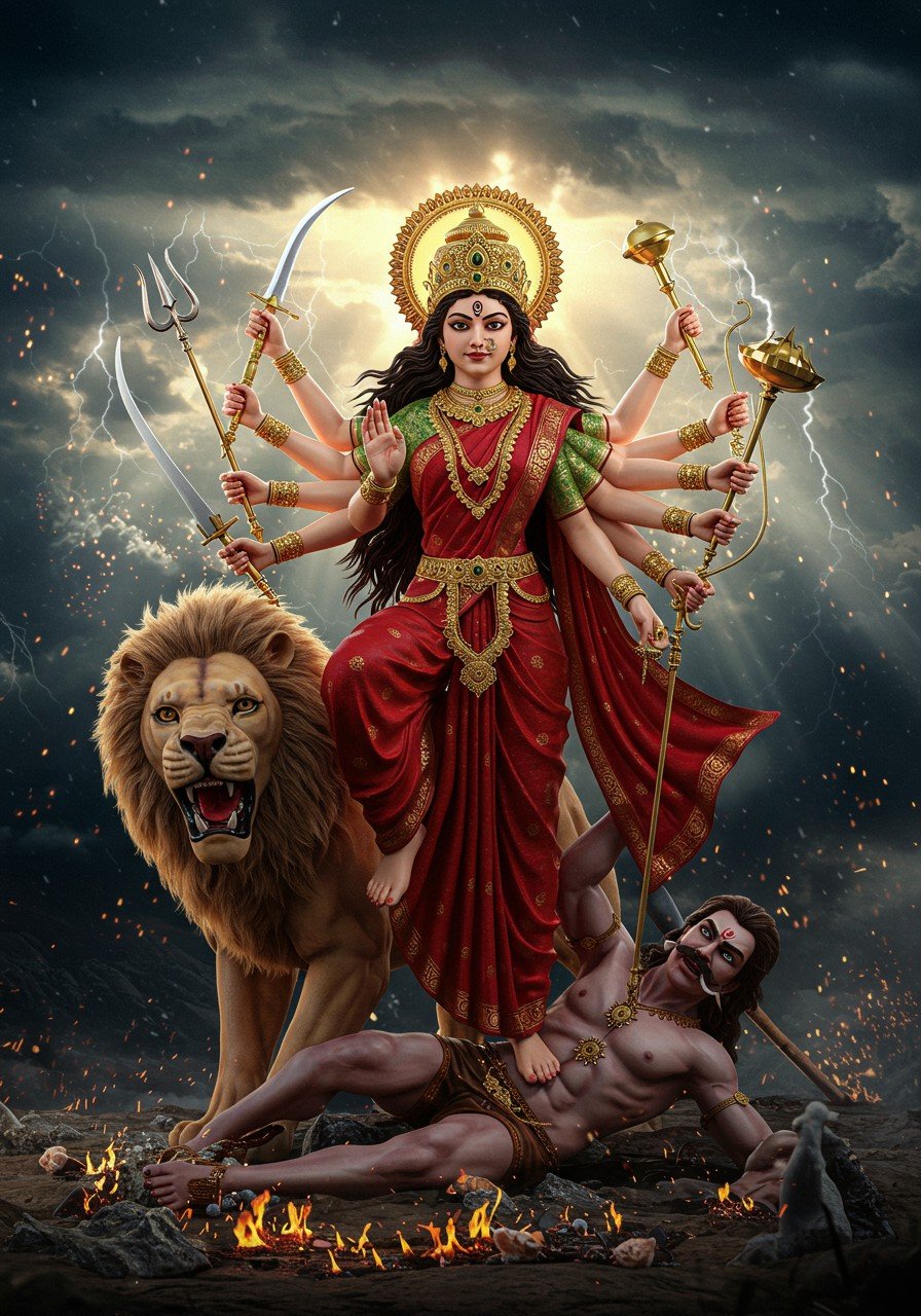 Goddess Durga Slaying Mahishasura