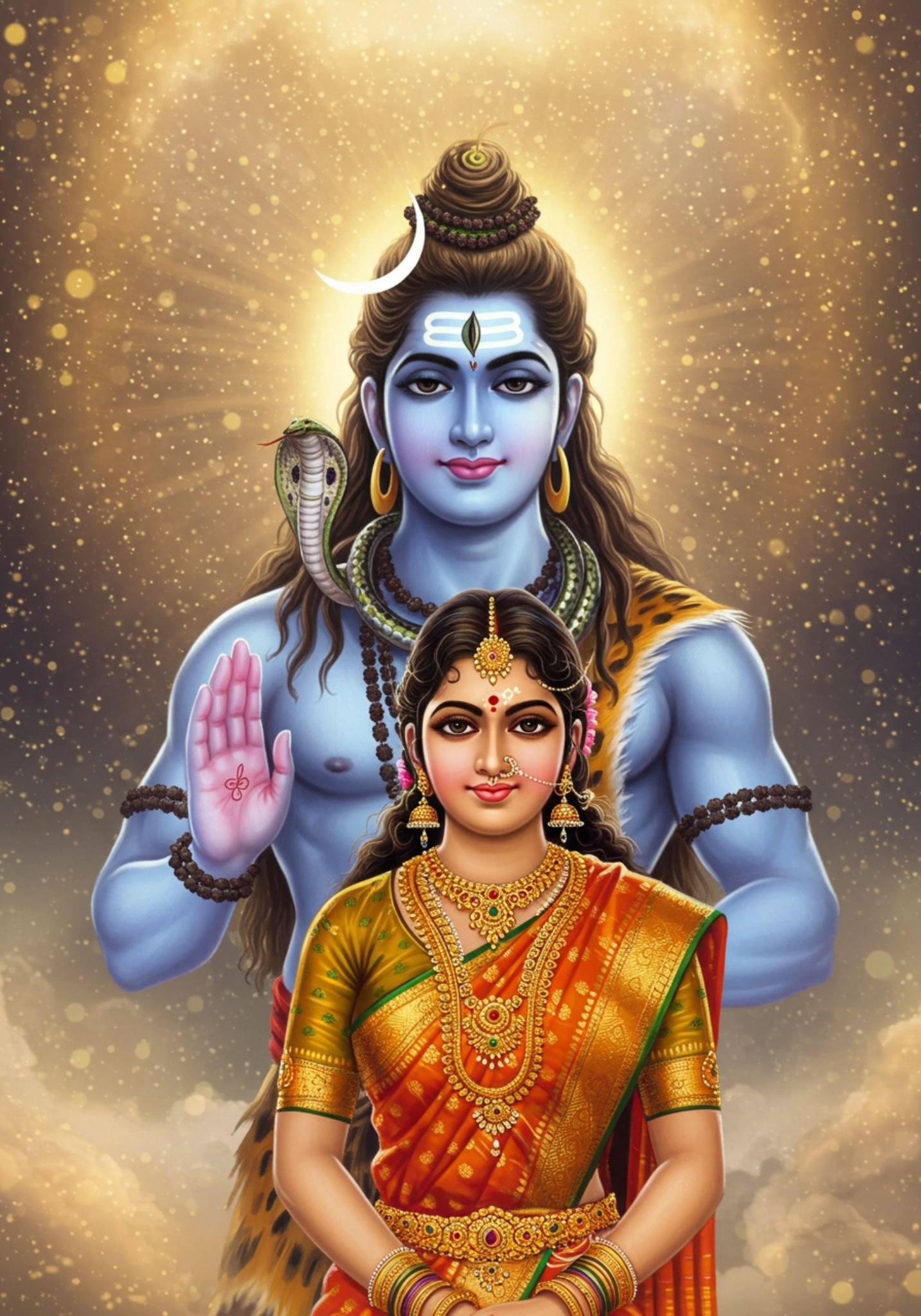 Lord Shiva and Goddess Parvati Divine Wallpaper 4K Wallpaper for iPhone & Android