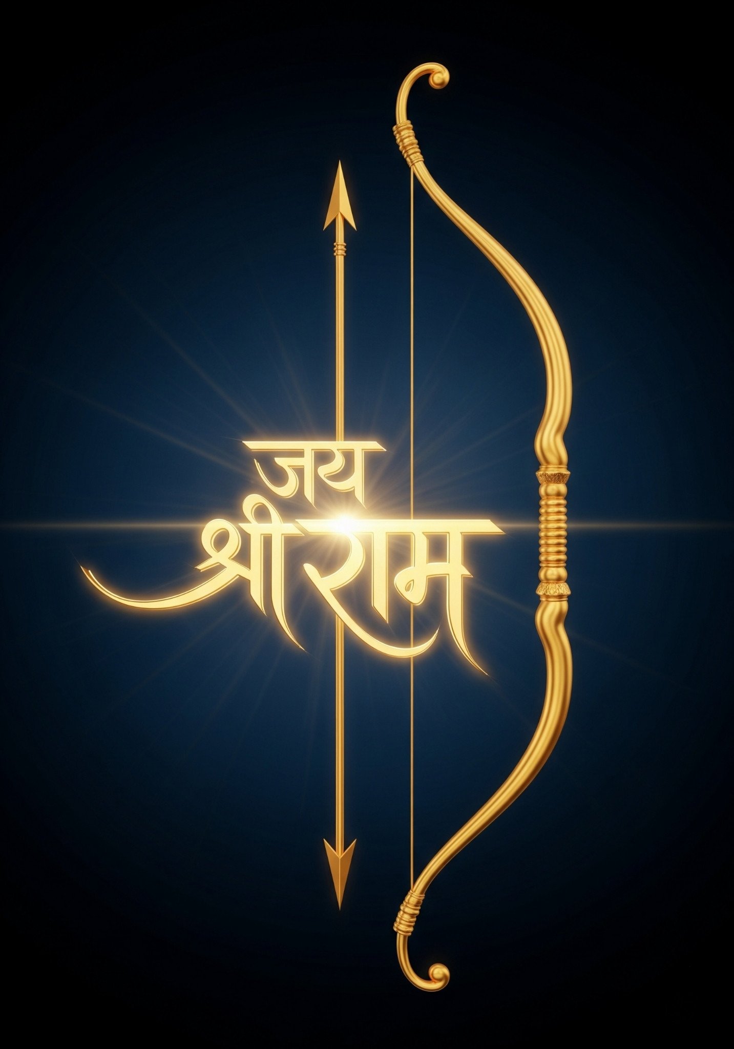Jai Shri Ram with Golden Bow and Arrow Design