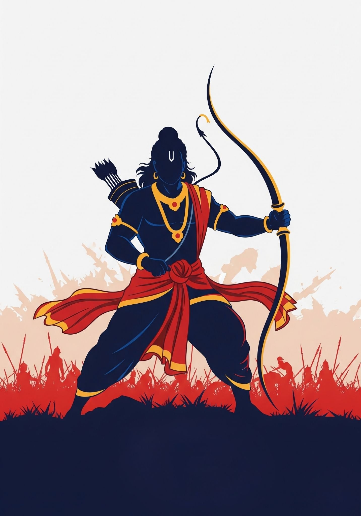 Lord Ram Warrior Vector with Bow and Arrow