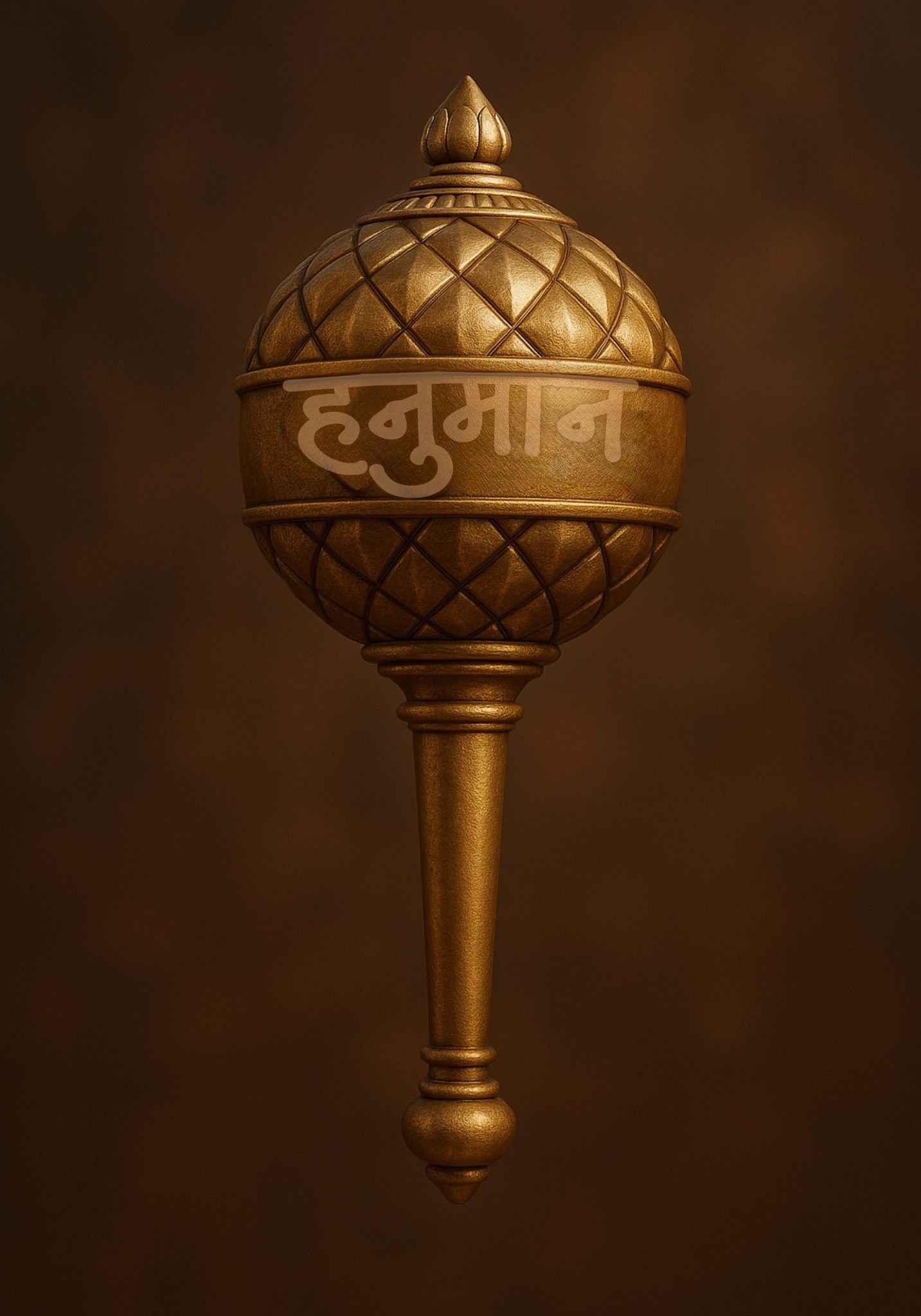 Golden Hanuman Gada with “हनुमान” Inscription