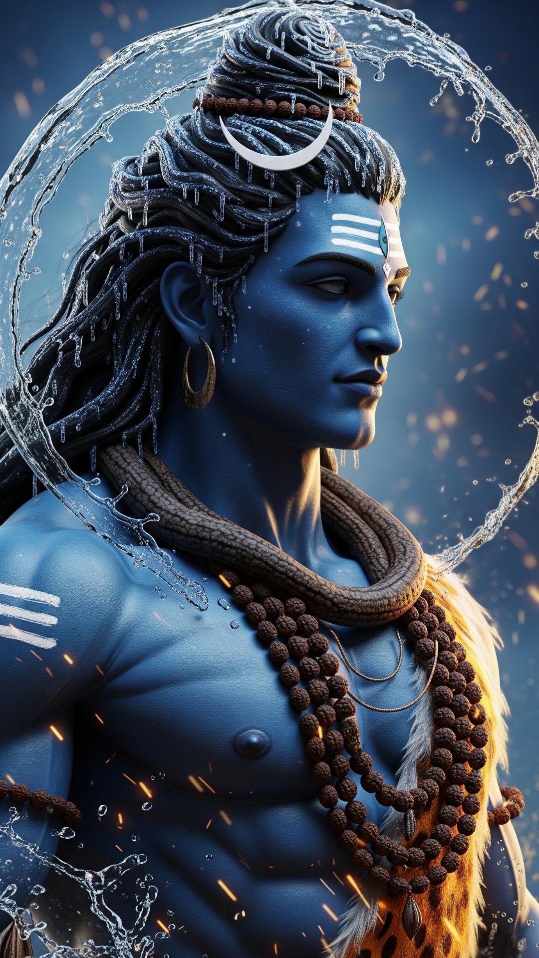 Shiva: Master of Water & Creation 4K Wallpaper for iPhone & Android