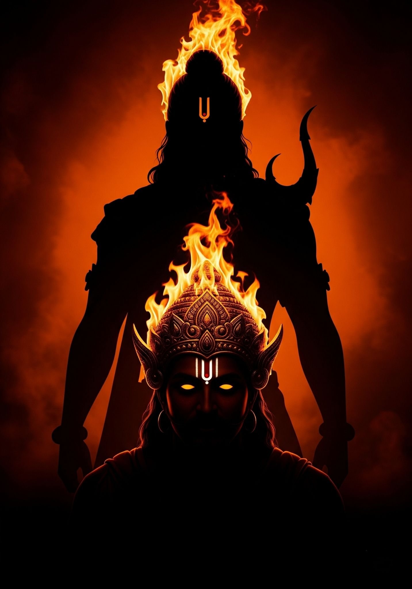 Hanuman with Fiery Aura and Ram Shadow