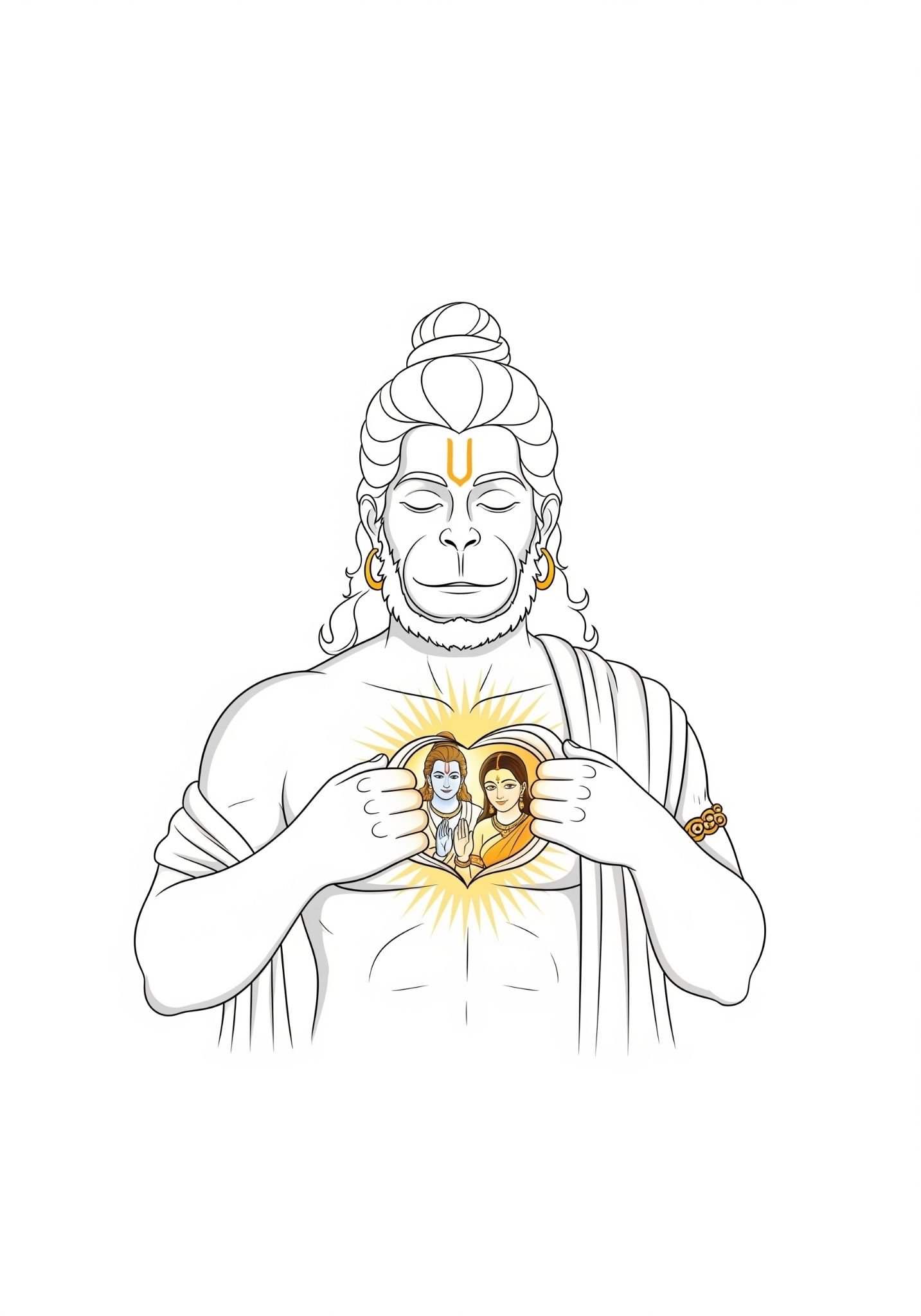 Hanuman Ji Revealing Ram and Sita in His Heart 4K Wallpaper for iPhone & Android