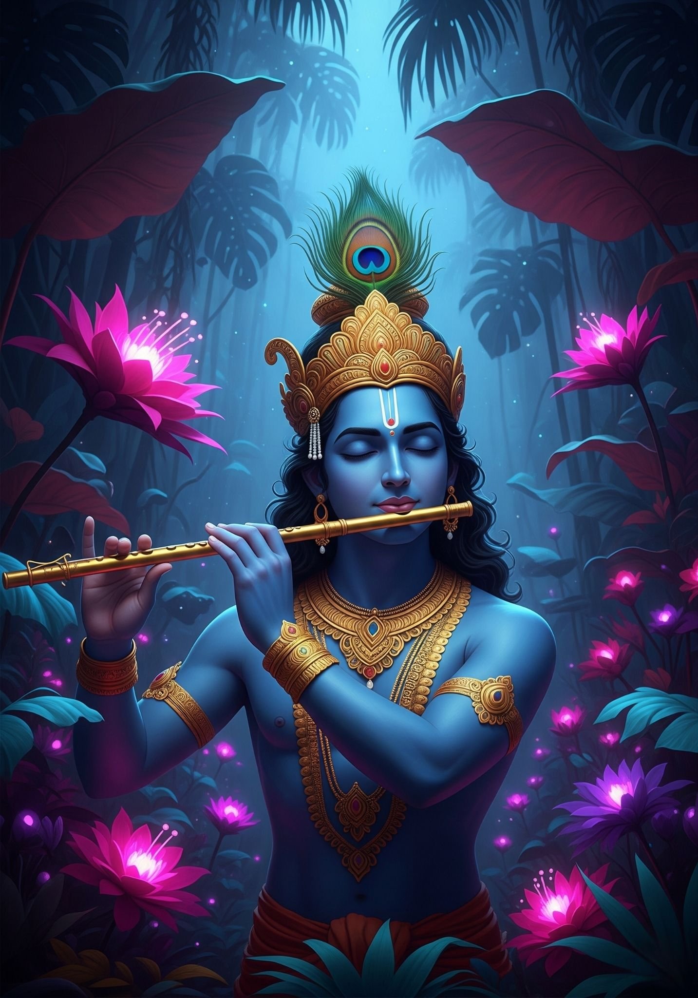 Mesmerizing Lord Krishna Playing Flute – Divine Art