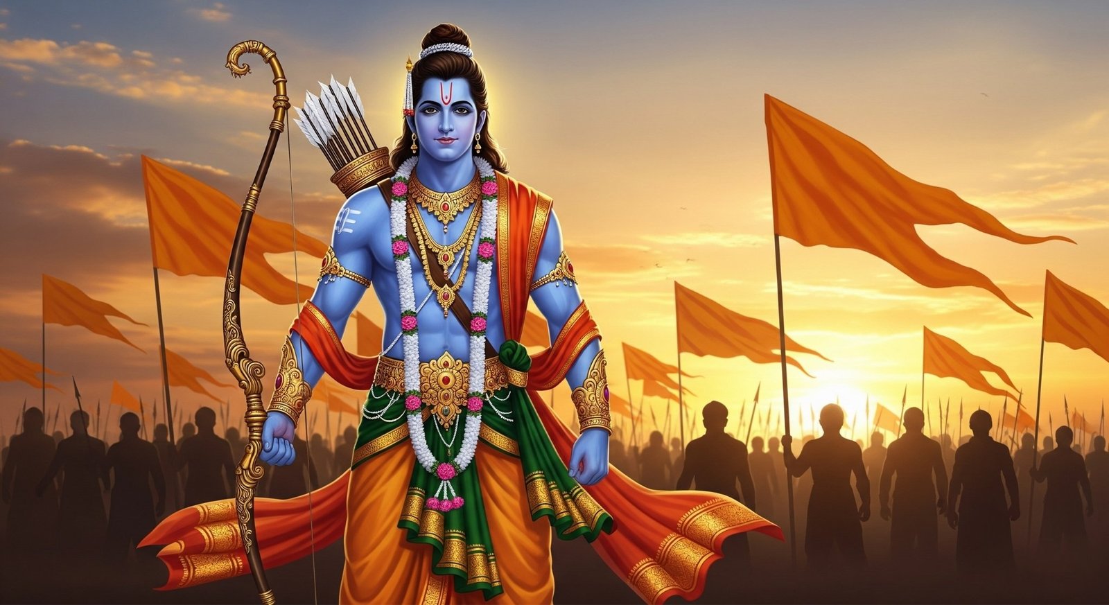 Lord Rama with Bow – Shri Ram in Warrior Form at Sunrise
