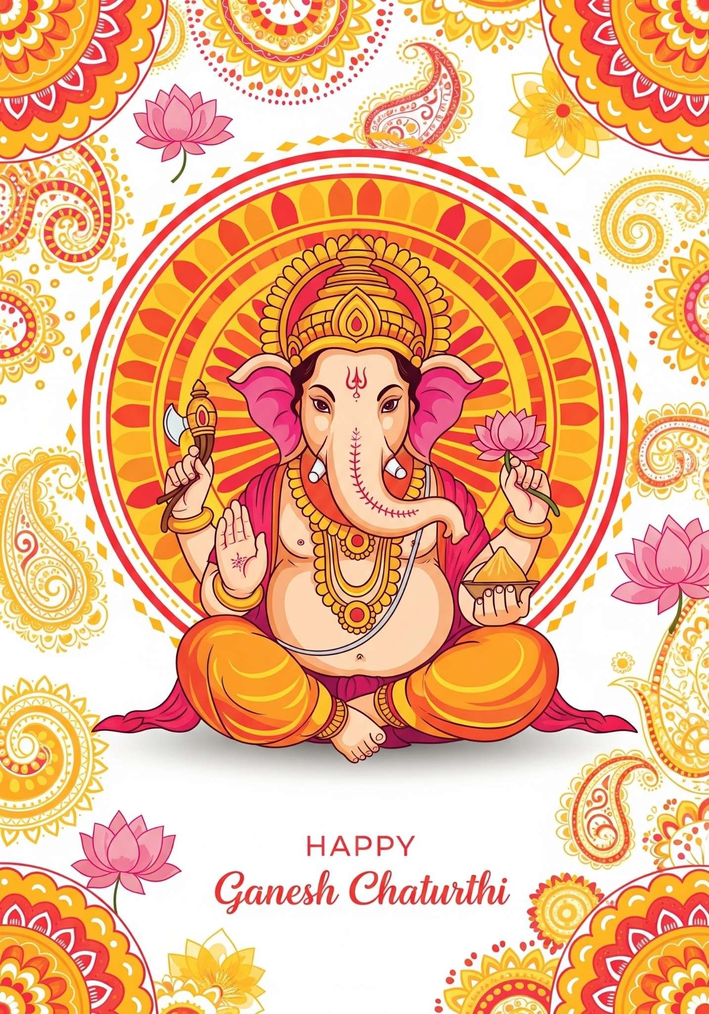 Beautiful Ganesh Chaturthi Illustration with Lord Ganesha