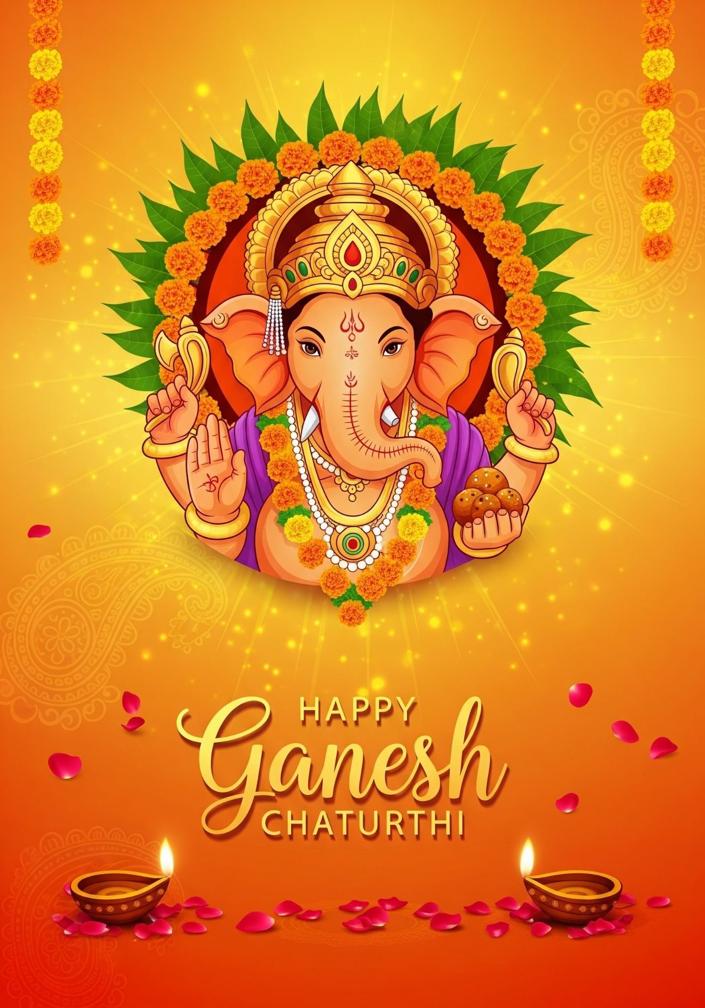 Happy Ganesh Chaturthi 2025 Wallpaper | Lord Ganesha Blessings