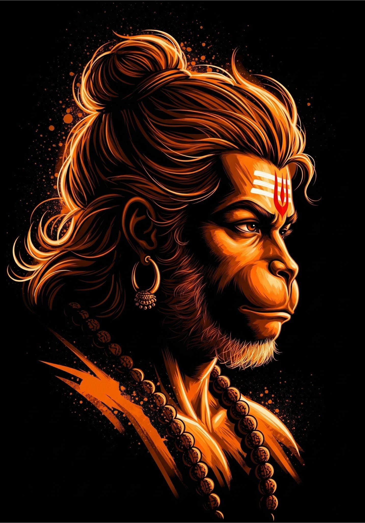 Hanuman Ji Digital Art Wallpaper in Orange Glow