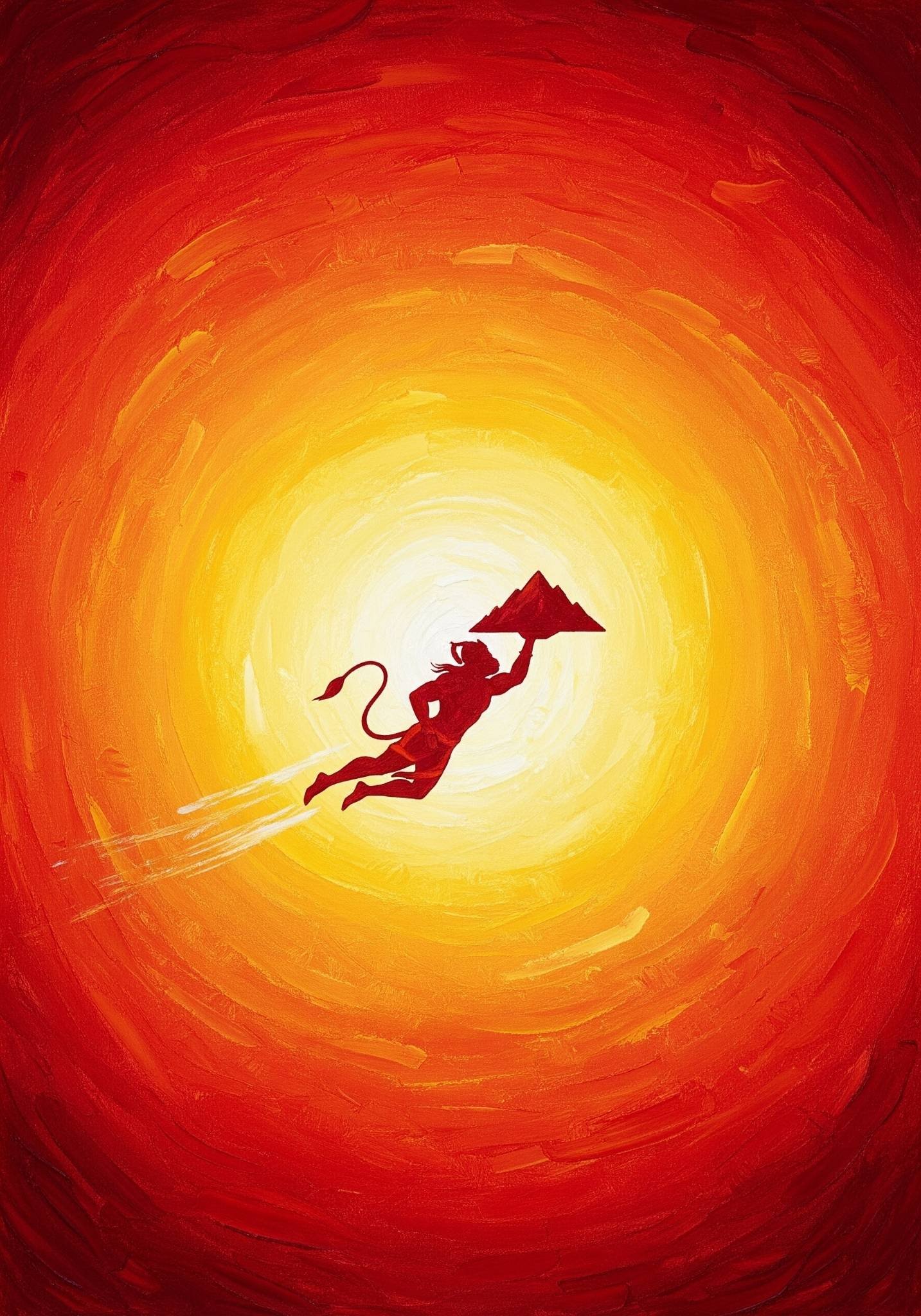 Flying Hanuman with Sanjeevani Mountain Digital Art