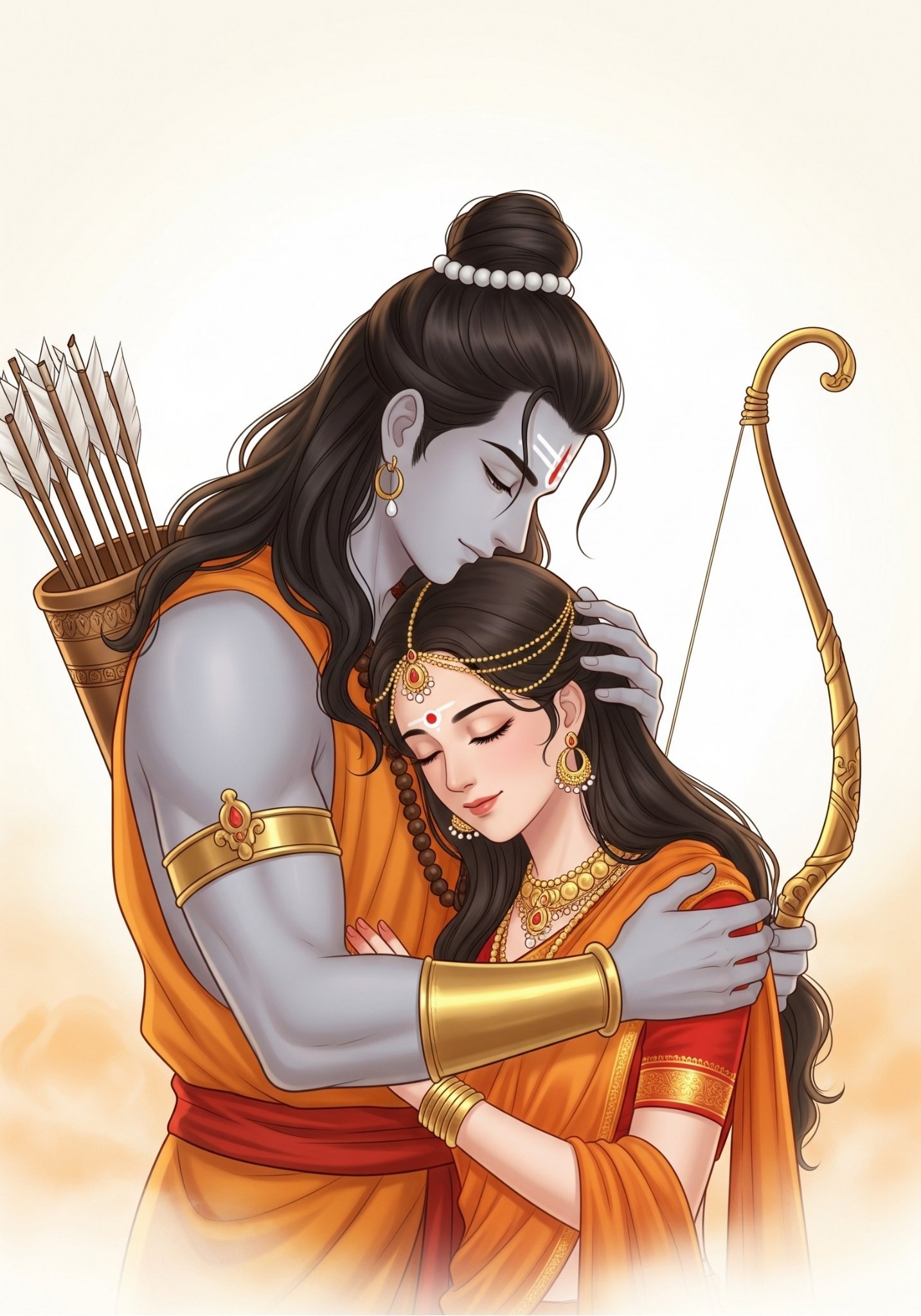 Shri Ram Sita Ji Divine Love Wallpaper – Spiritual Art