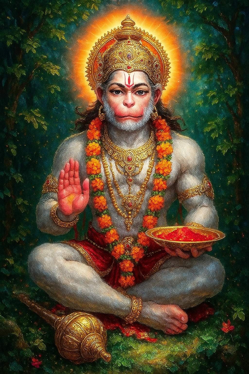 Divine Lord Hanuman Blessing HD Wallpaper