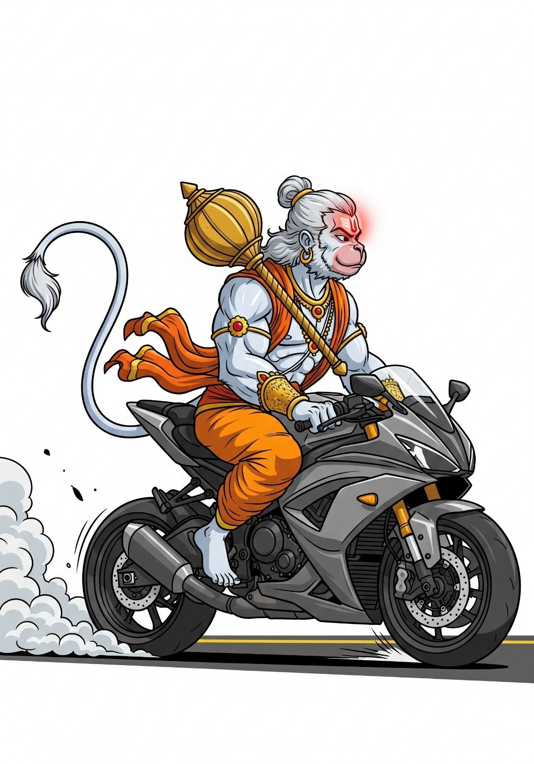 Hanuman Ji Riding Sports Bike Modern Wallpaper