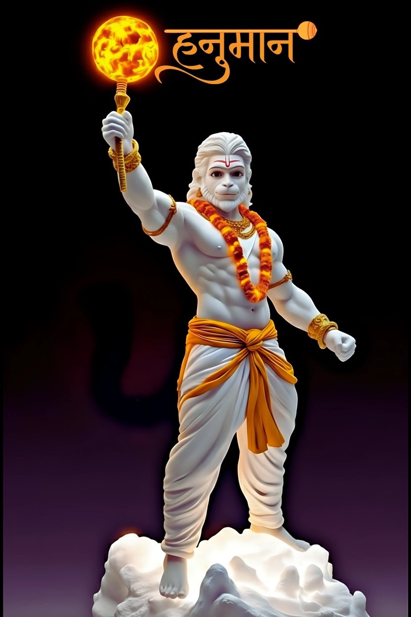 Hanuman Ji Divine White Idol Wallpaper 4K Wallpaper for iPhone & Android