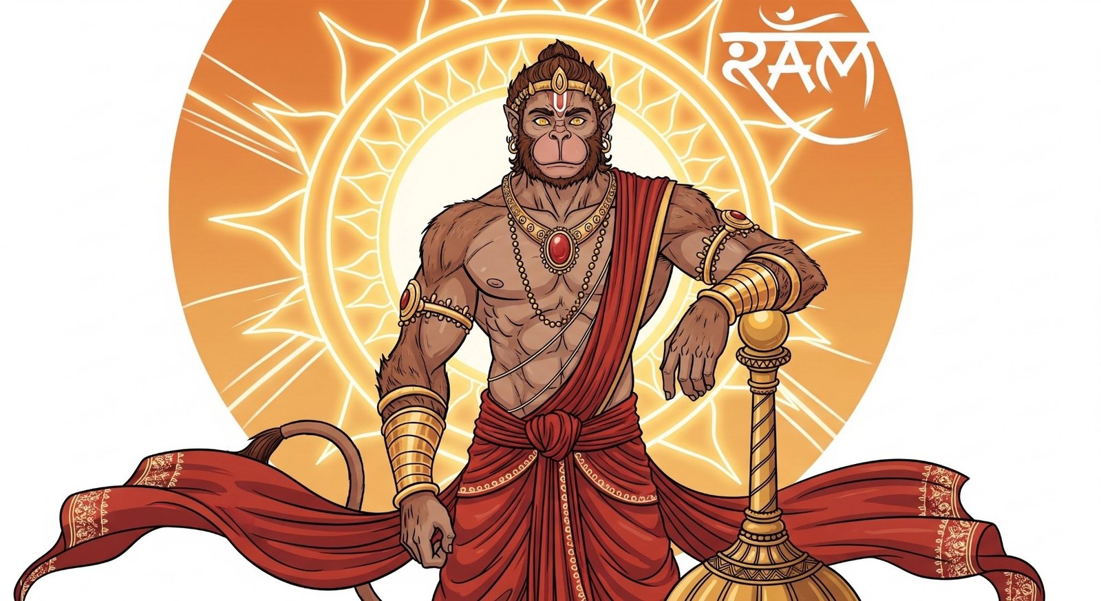 Lord Hanuman Powerful HD Wallpaper with Gada 4K Wallpaper for iPhone & Android