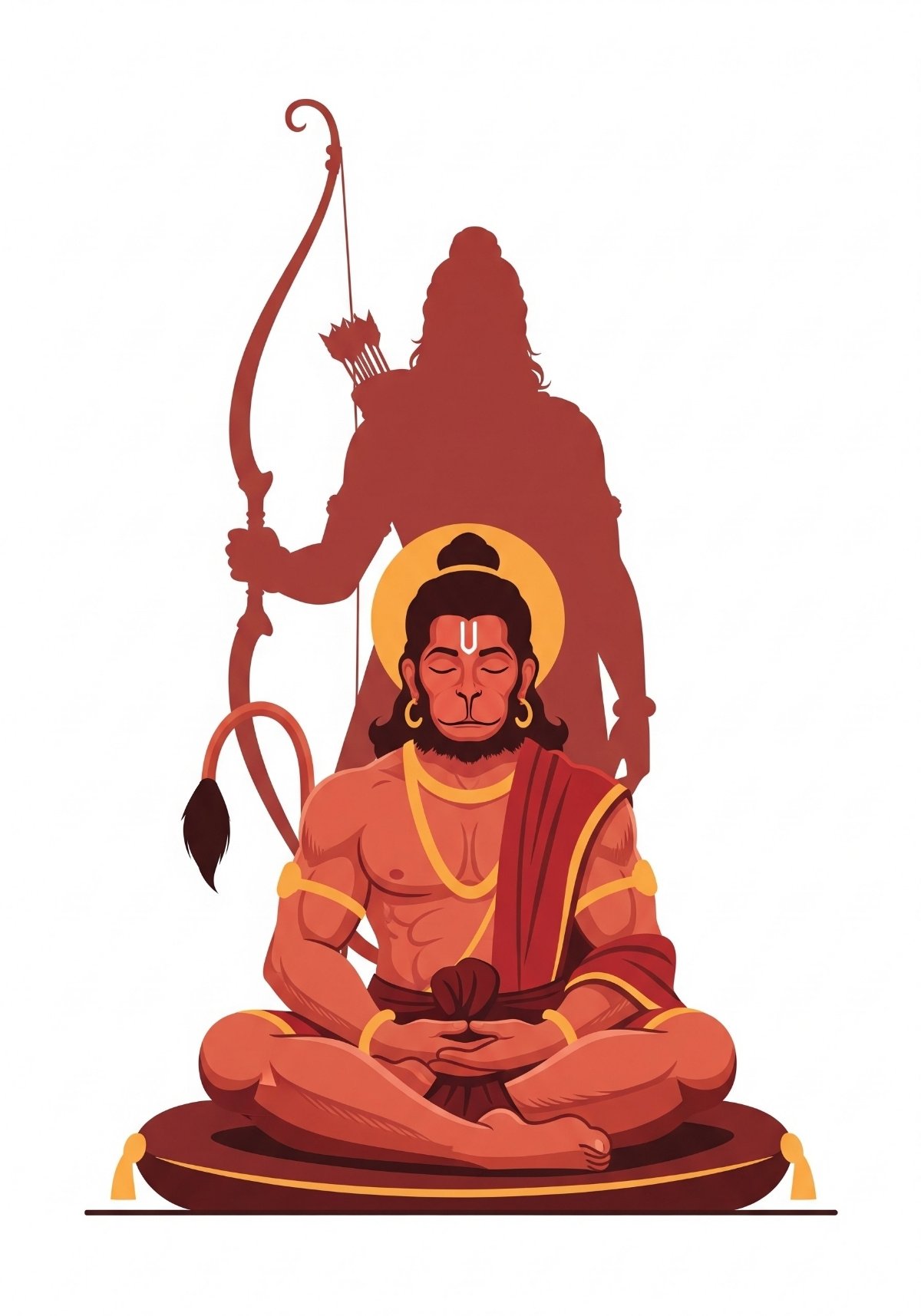 Meditating Hanuman Ji with Lord Ram’s Divine Shadow