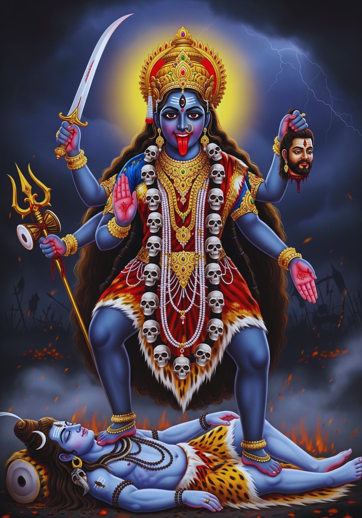 Maa Kali Standing on Lord Shiva | Powerful Goddess Wallpaper