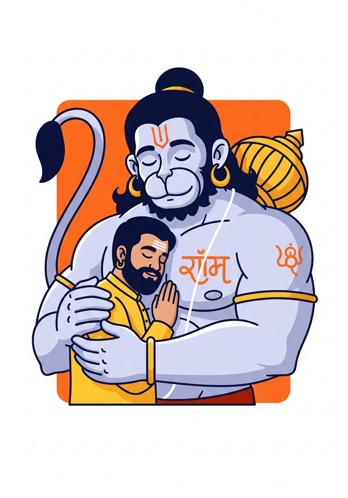 Devotee Embraced by Hanuman Ji – Symbol of Strength, Protection, and Bhakti