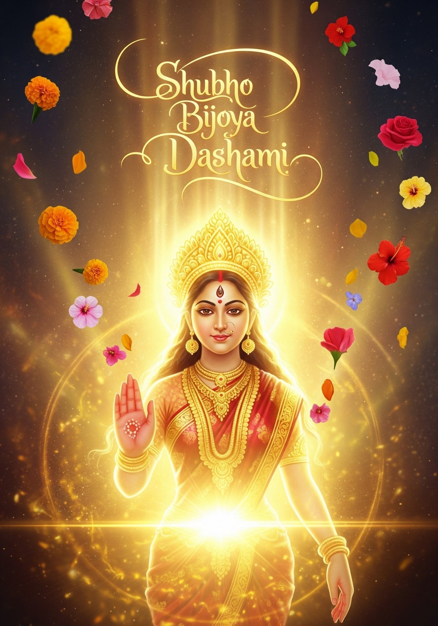 Divine Blessings: Shubho Bijoya Dashami 4K Wallpaper 4K Wallpaper for iPhone & Android