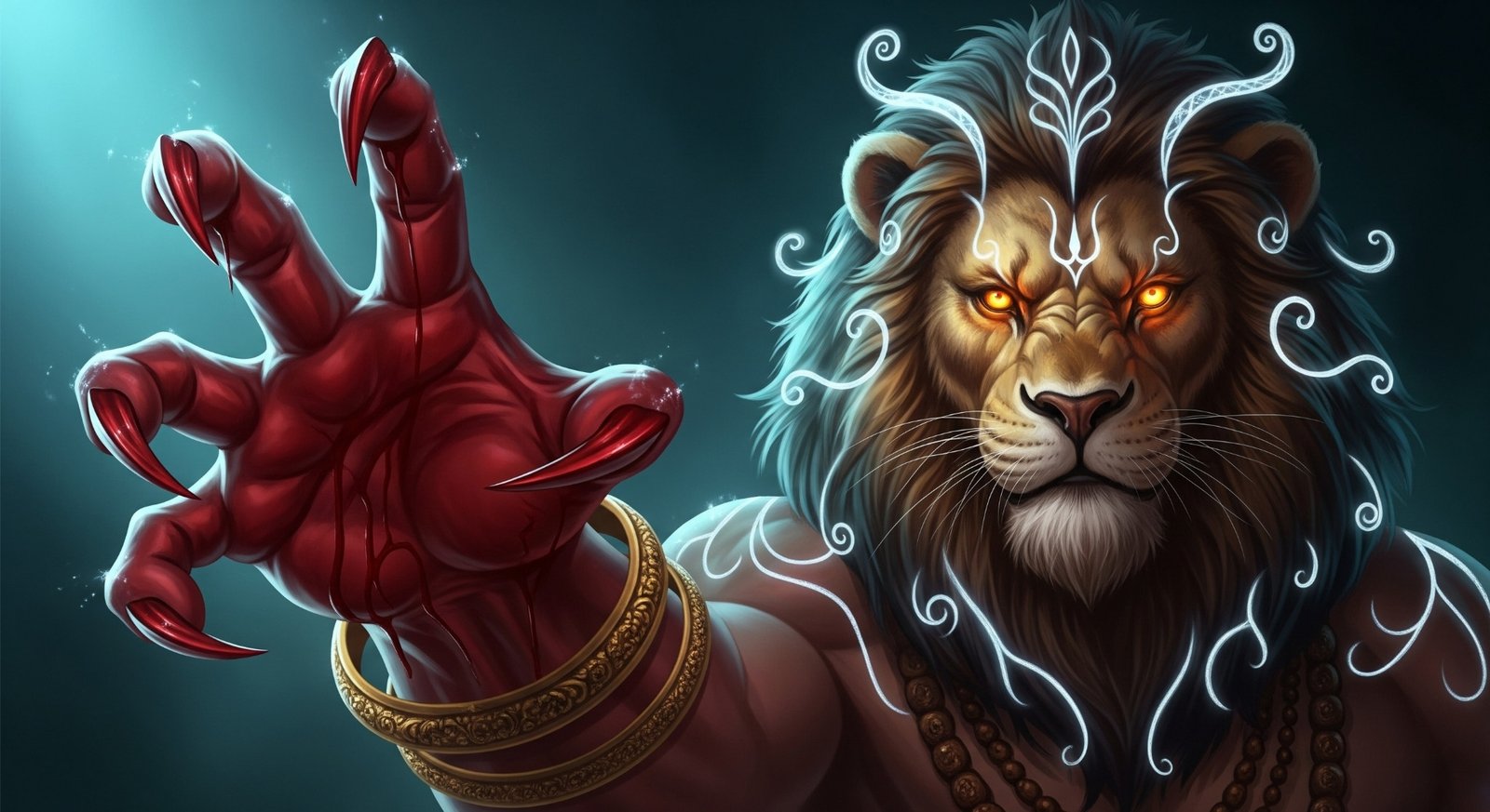 Lord Narasimha Fierce Avatar Artwork | Powerful Hindu God Illustration