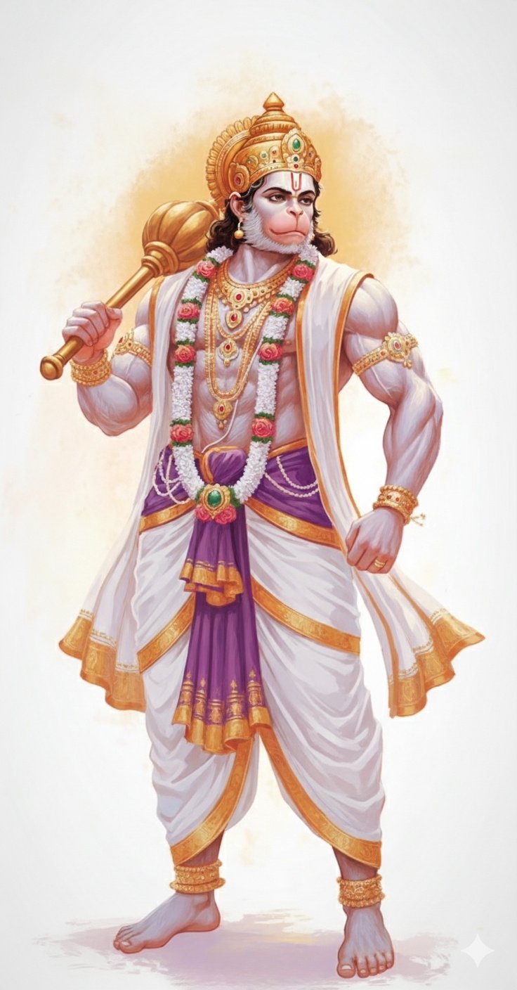 Divine Lord Hanuman Artwork – Symbol of Strength, Devotion & Protection 4K Wallpaper for iPhone & Android