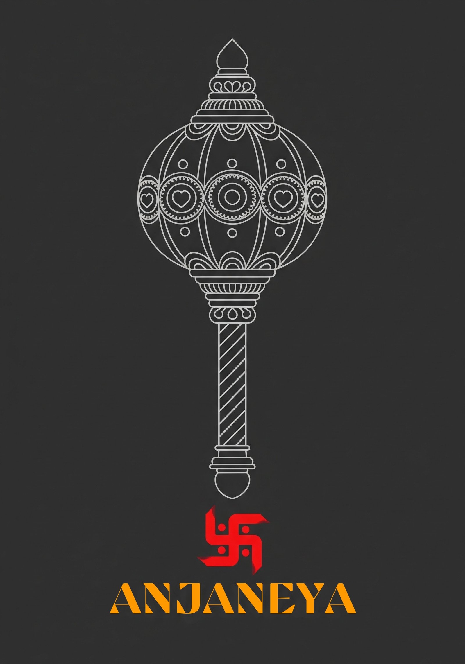 Minimal Hanuman Gada Art – Anjaneya Symbol of Power