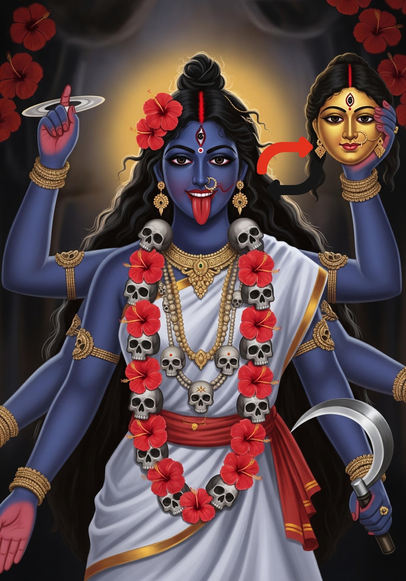 Maa Kali Fierce Avatar HD Wallpaper with Divine Elements 4K Wallpaper for iPhone & Android