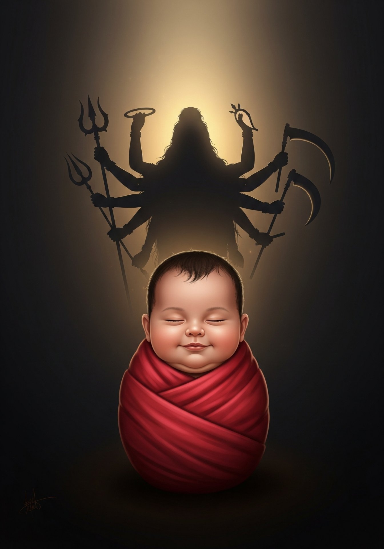 Baby Divine Form with Goddess Shadow Art