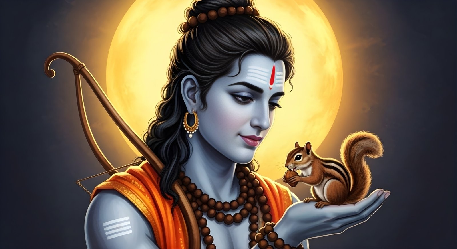 Lord Shri Ram with Squirrel – Divine Love & Compassion HD Wallpaper