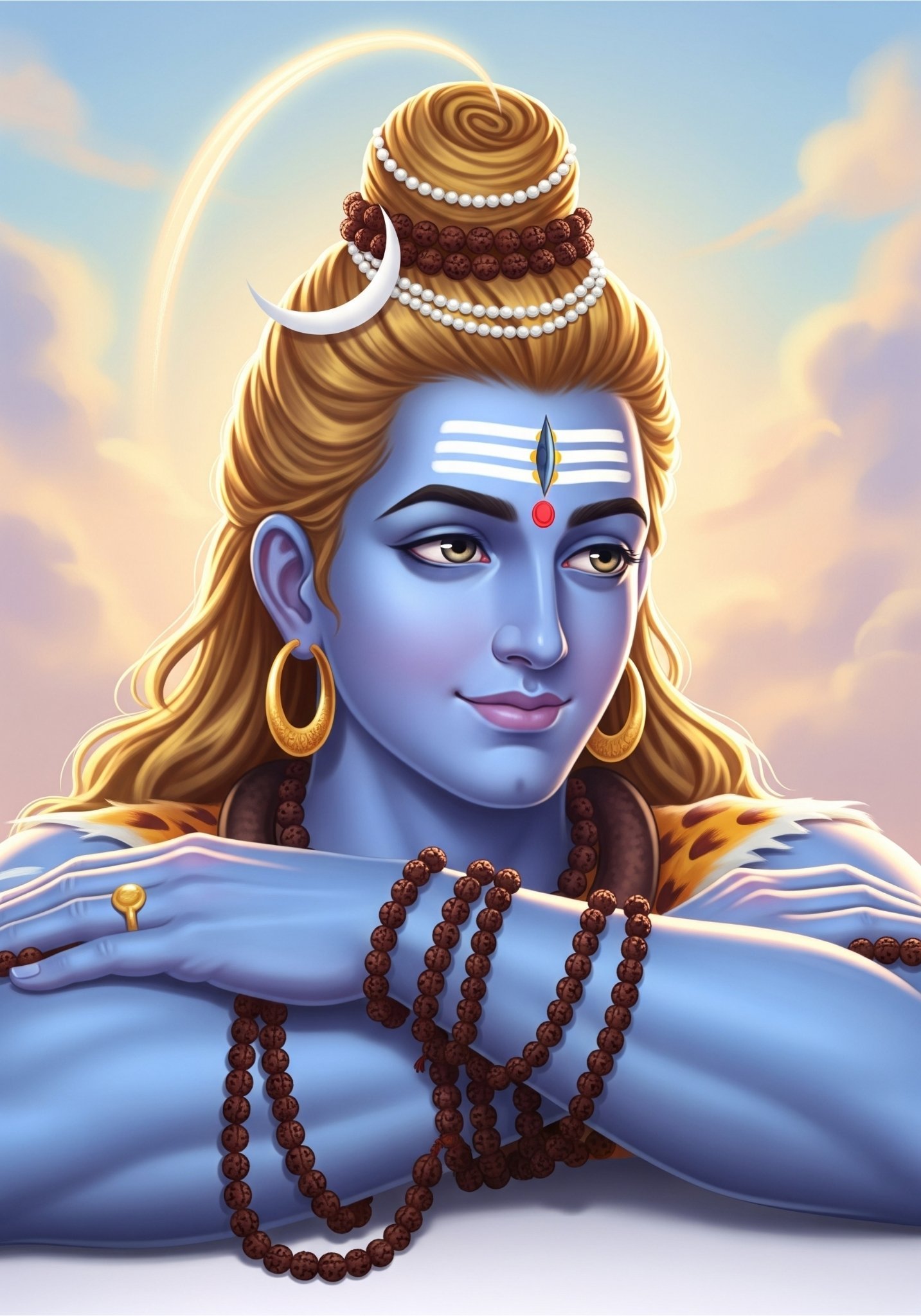 Calm Lord Shiva 3D Artwork with Divine Glow