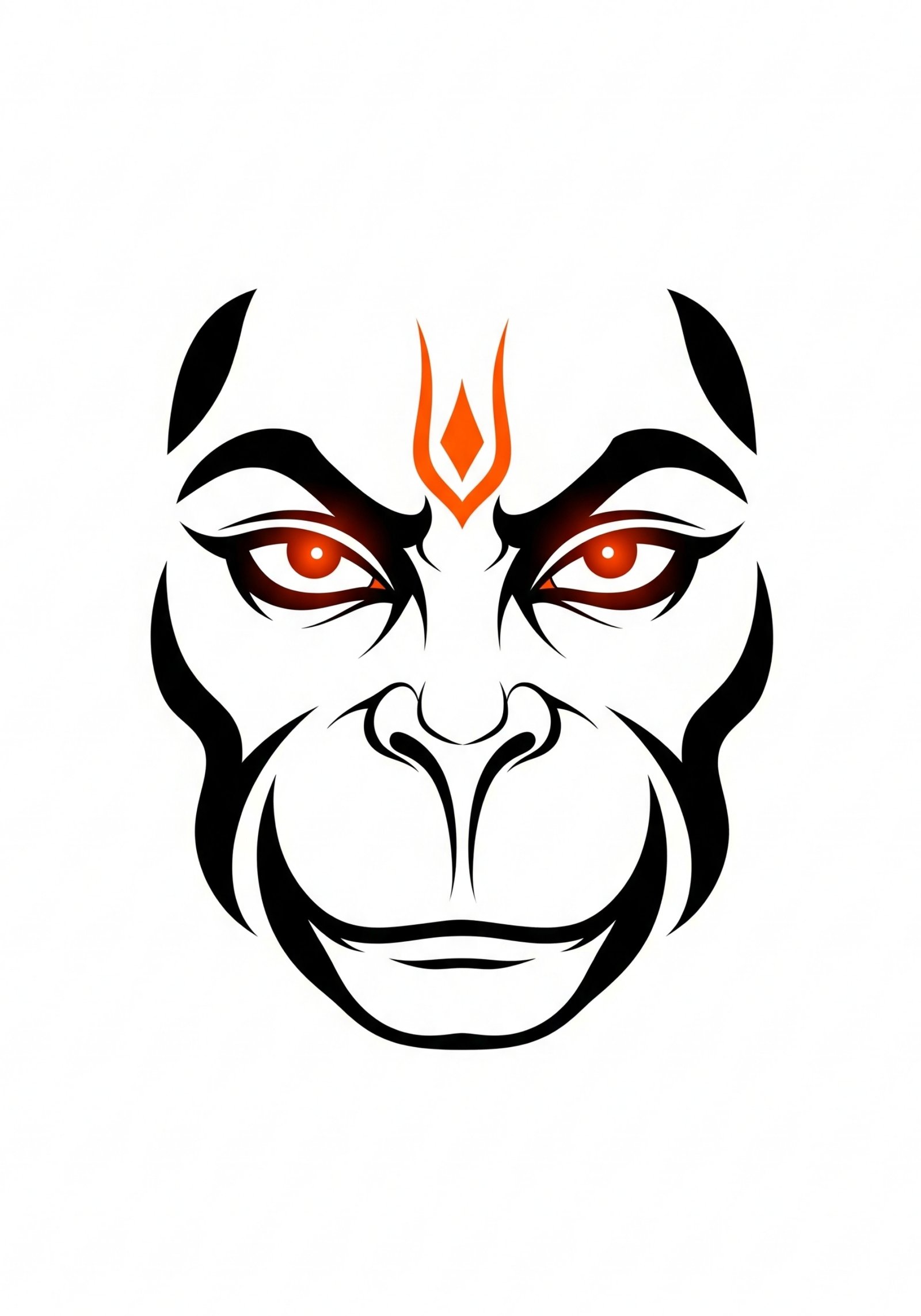 Minimal Hanuman Face Art with Fiery Divine Eyes 4K Wallpaper for iPhone & Android
