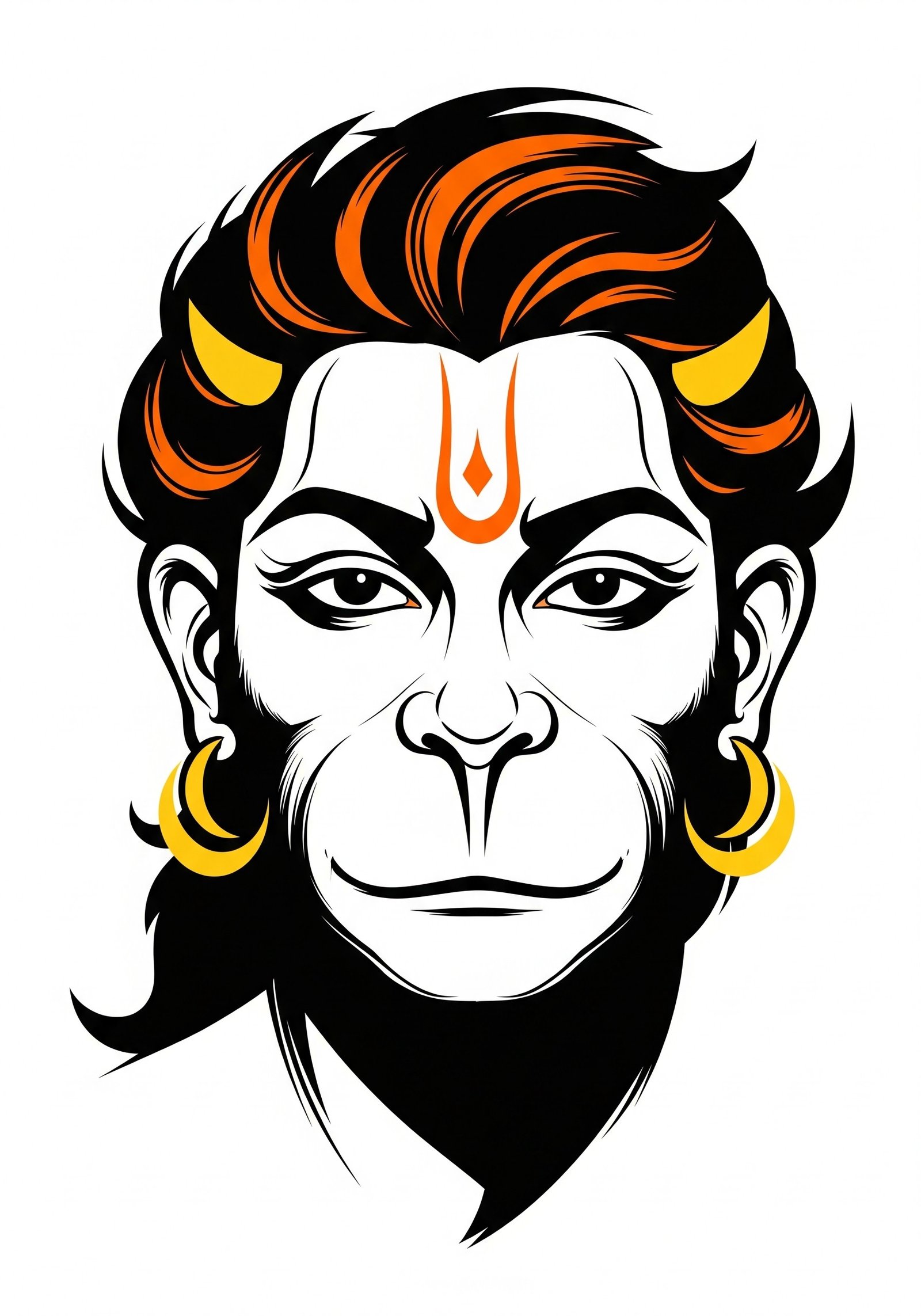 Bold Minimal Hanuman Face Art with Sacred Tilak 4K Wallpaper for iPhone & Android