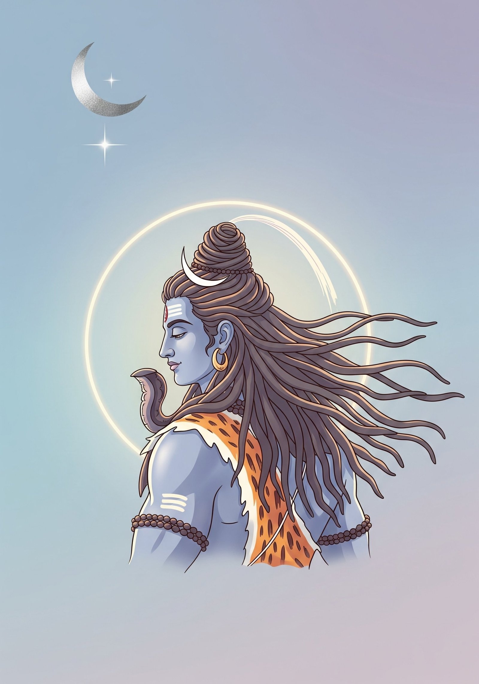 Calm & Divine Lord Shiva Minimal Art Wallpaper