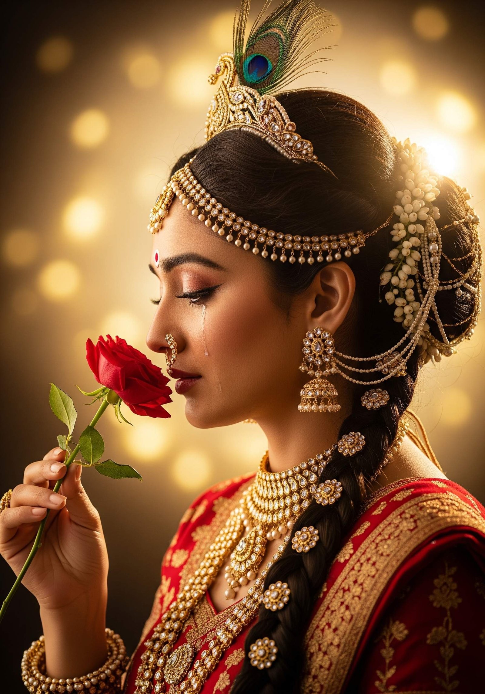 Divine Radha With Rose – Symbol of Eternal Love