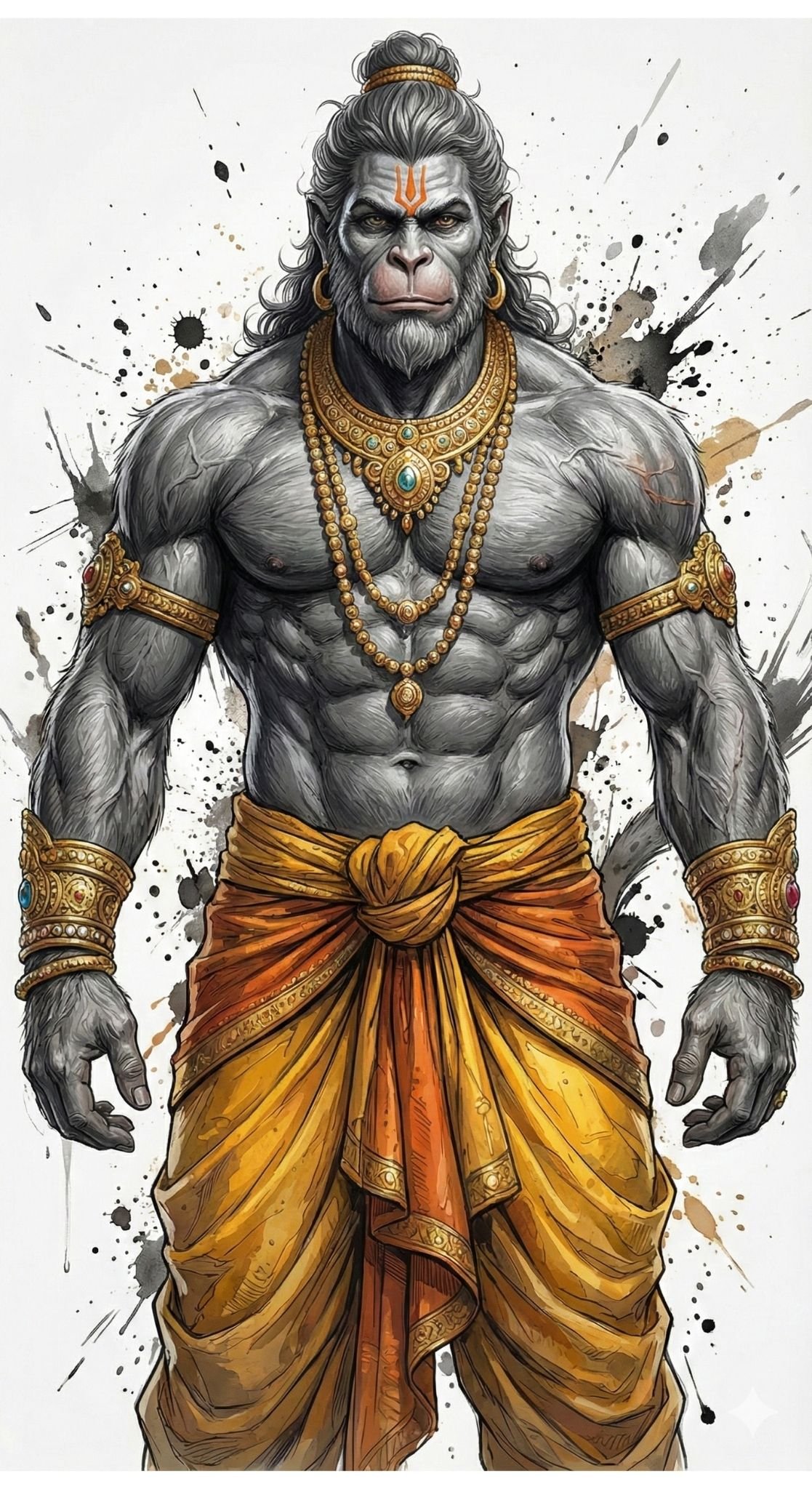 Powerful Warrior Hanuman in Divine Form 4K Wallpaper for iPhone & Android