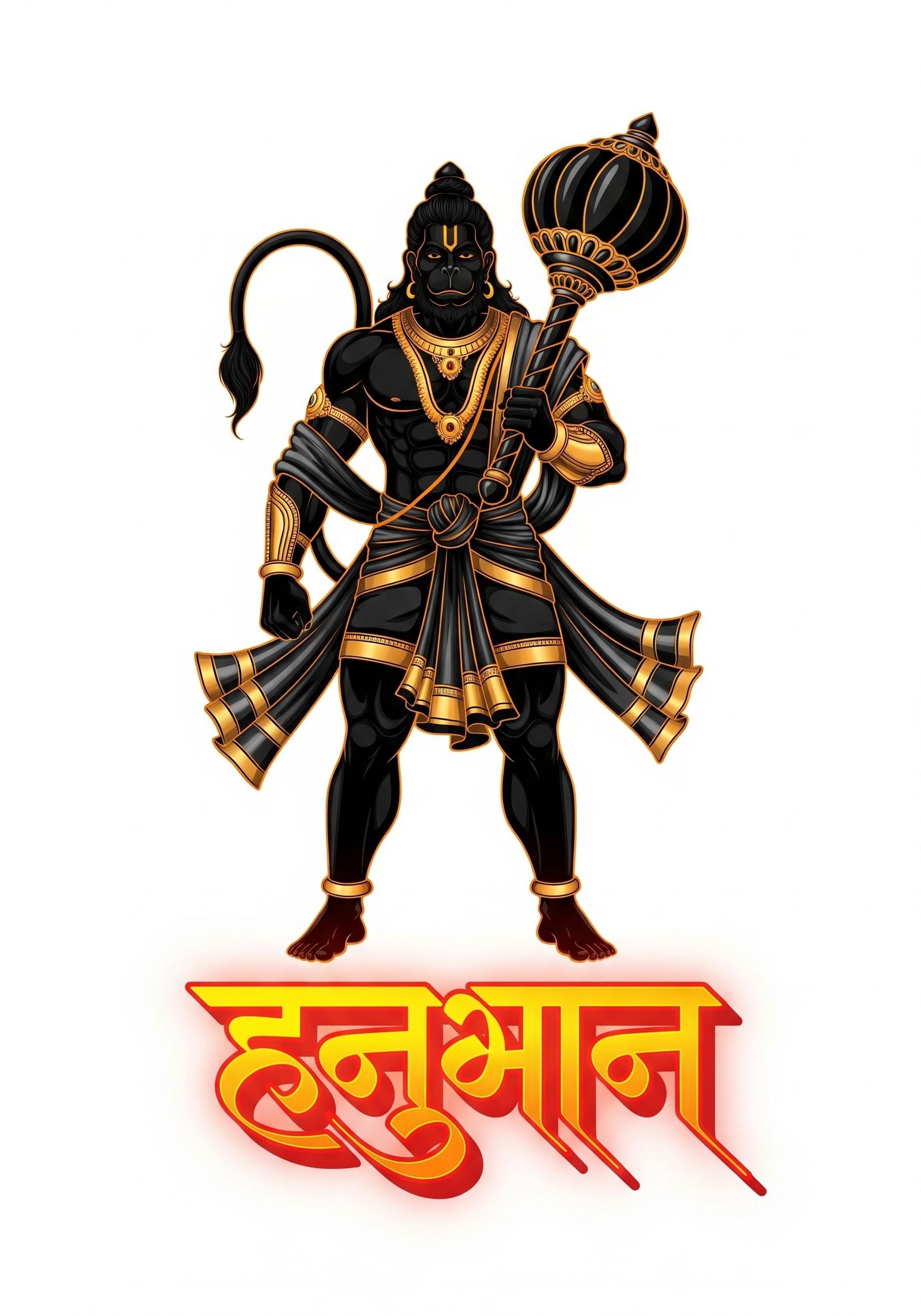 Black & Gold Divine Hanuman Artwork