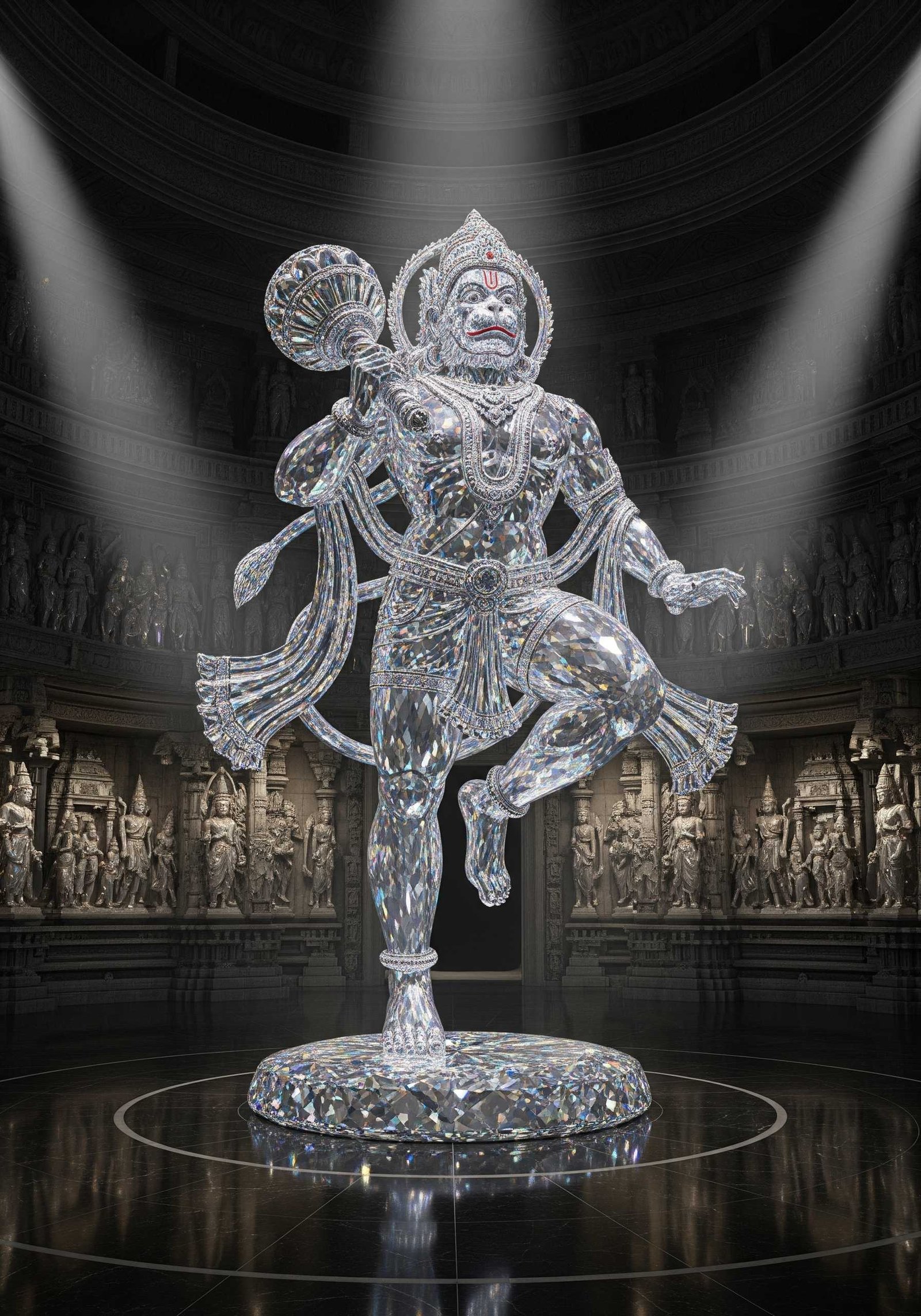 Crystal Hanuman Ji Divine Transparent Warrior Art