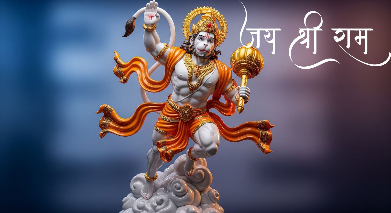 Divine Hanuman in Glorious Form with Jai Shri Ram Aura 4K Wallpaper for iPhone & Android
