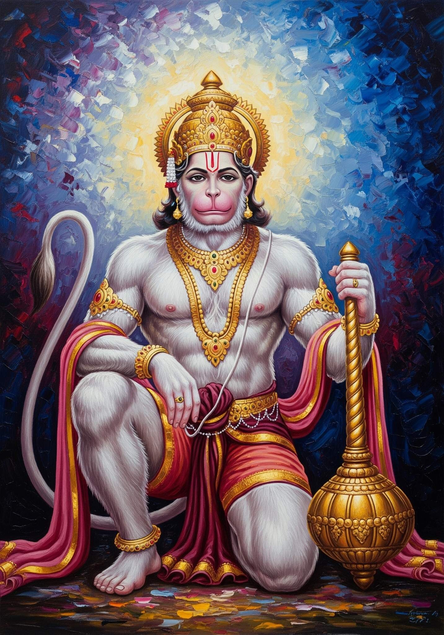 Divine Strength of Shri Hanuman in Royal Warrior Form