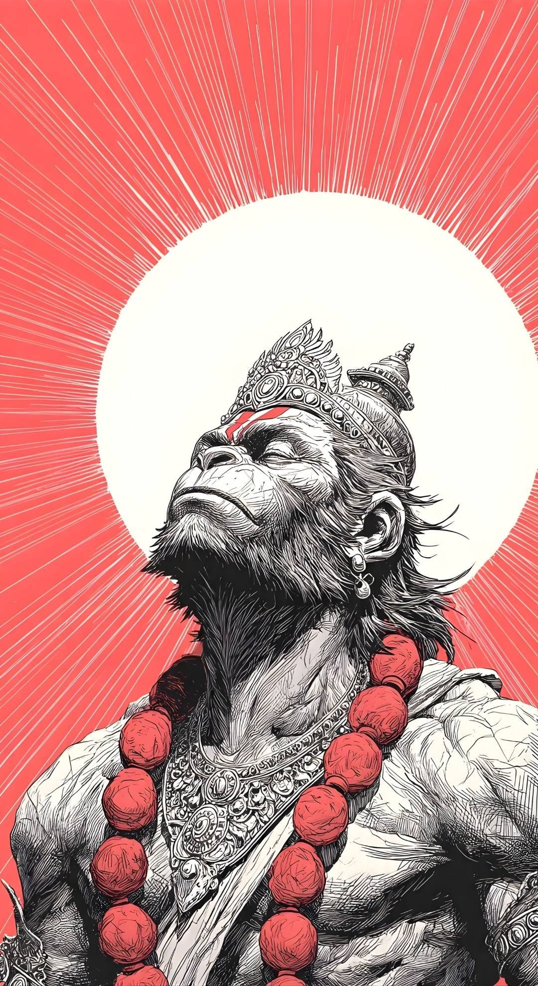 Divine Strength of Lord Hanuman in Radiant Glory 4K Wallpaper for iPhone & Android